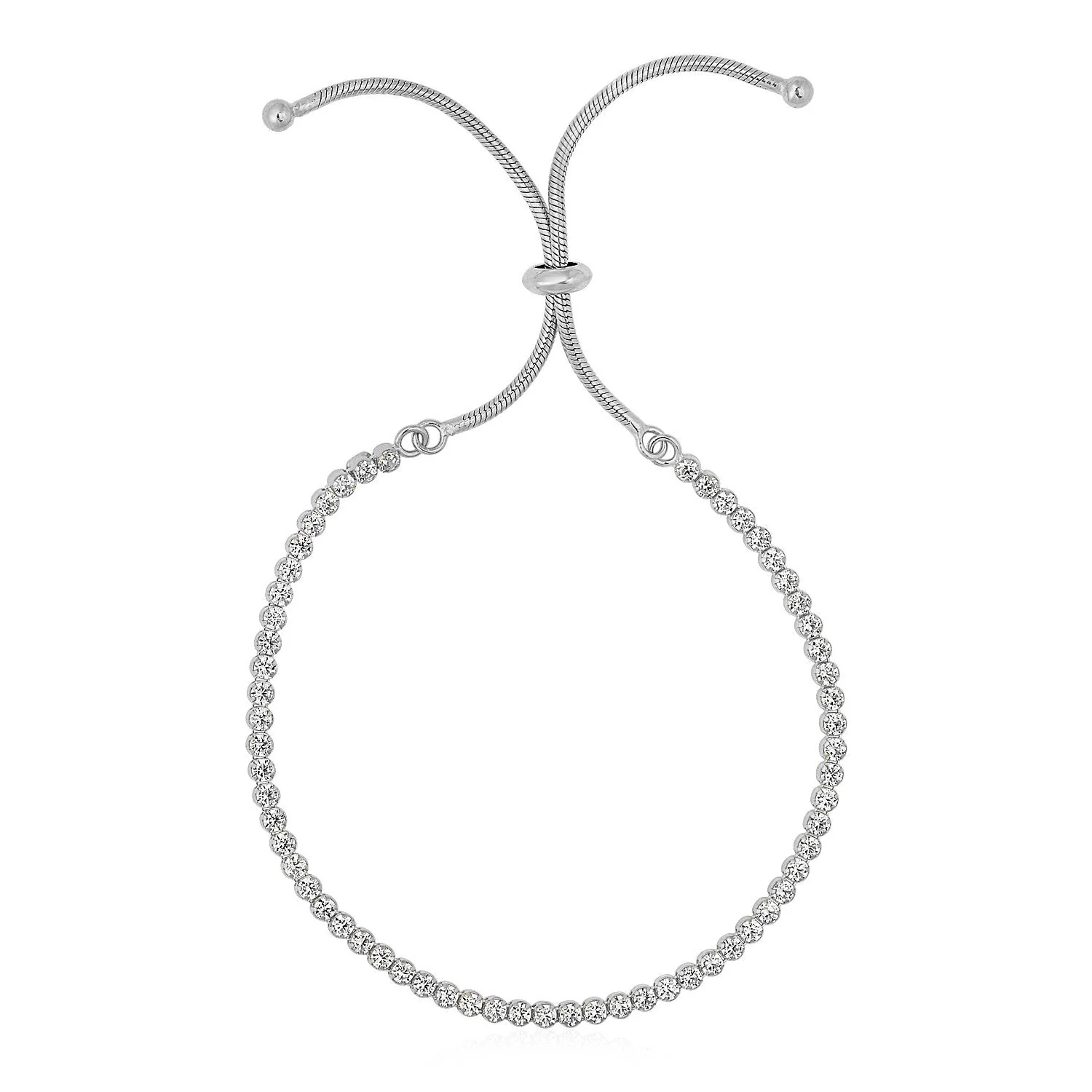 Adjustable Tennis Style Bracelet with Cubic Zirconia in Sterling Silver - Image 4