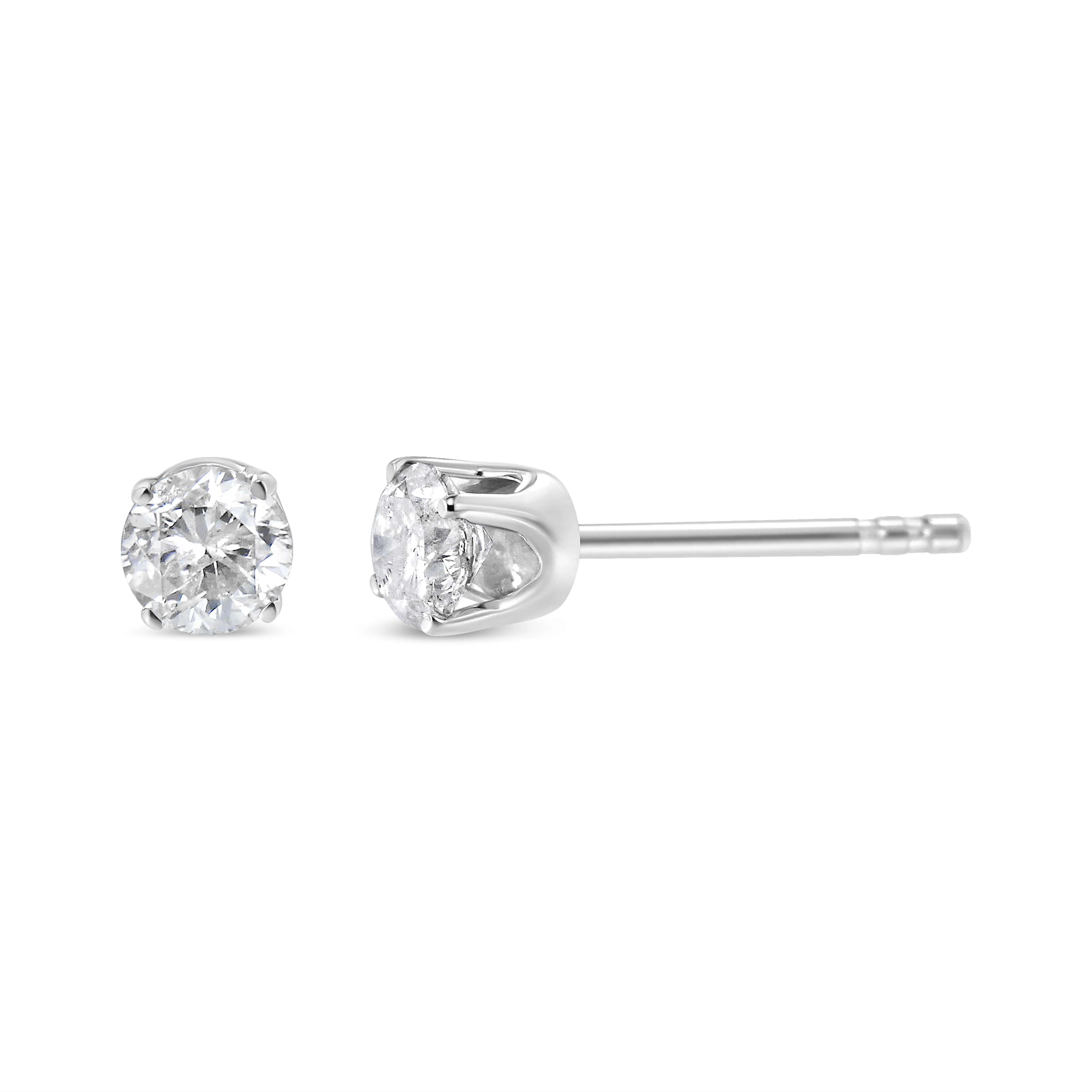 AGS Certified 14K White Gold 1.0 Cttw 4-Prong Set Brilliant Round-Cut Solitaire Diamond Push Back Stud Earrings (E-F Color, SI2-I1 Clarity) - Image 3
