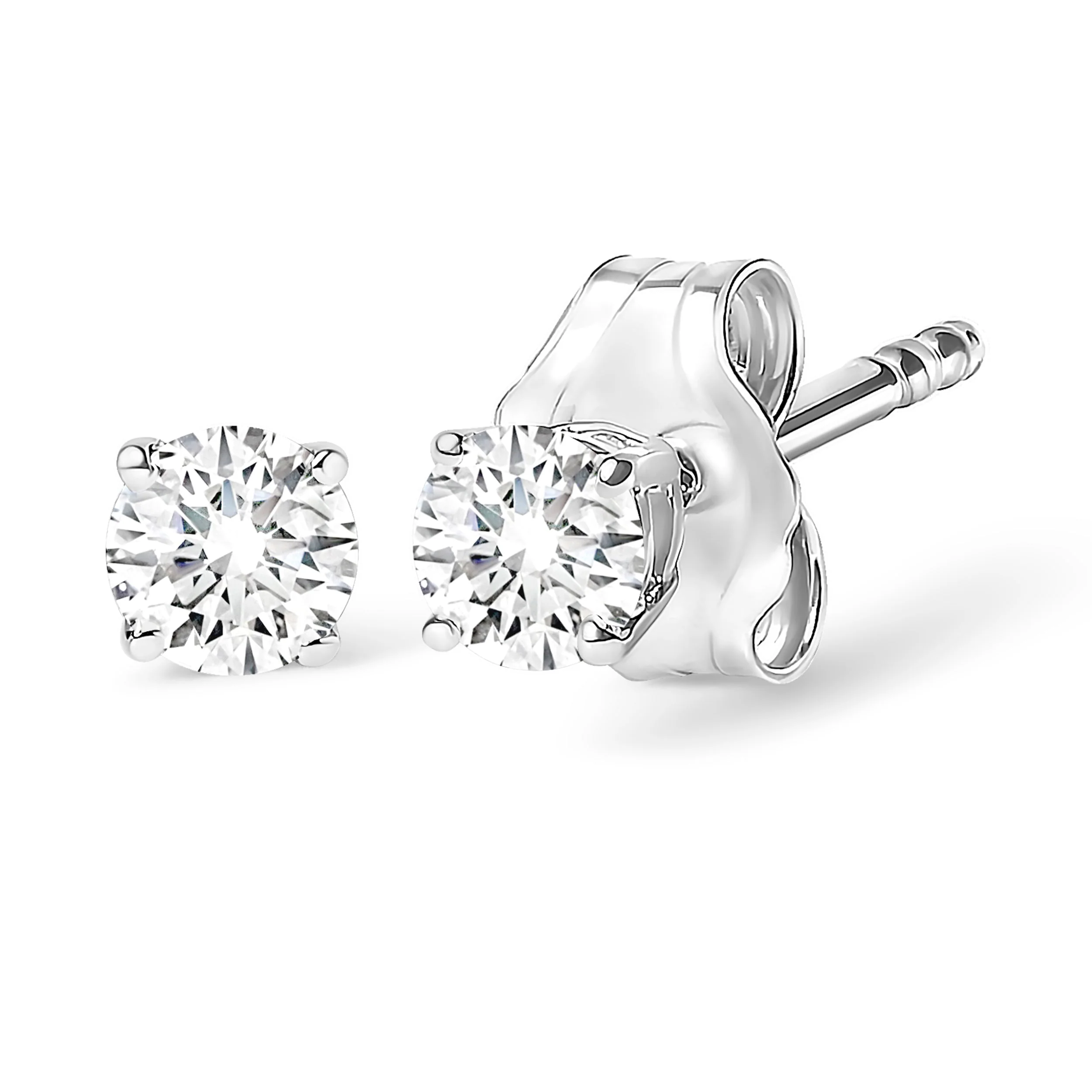 AGS Certified 14K White Gold 1.0 Cttw 4-Prong Set Brilliant Round-Cut Solitaire Diamond Push Back Stud Earrings (E-F Color, SI2-I1 Clarity) - Image 6
