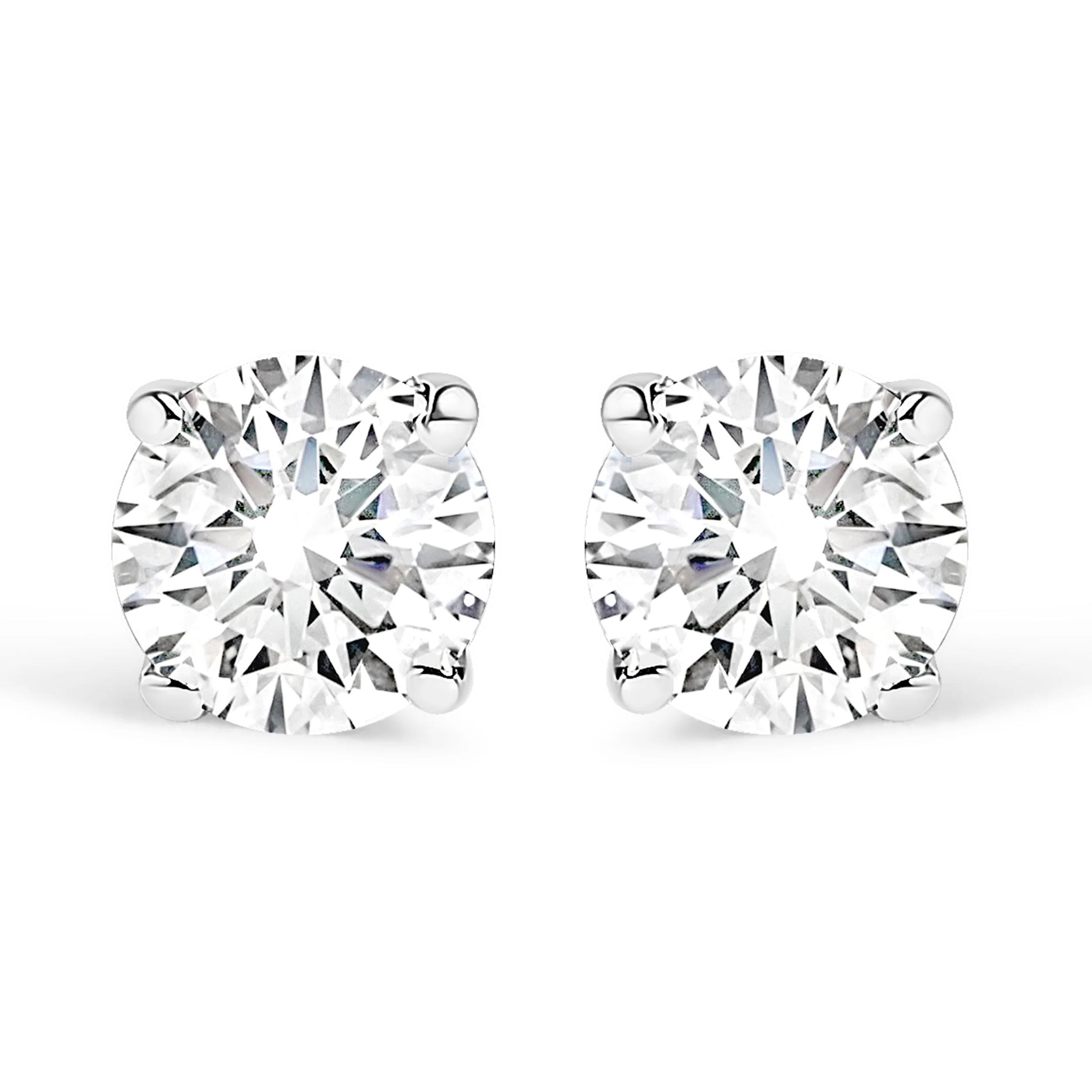 AGS Certified 14K White Gold 1.0 cttw 4-Prong Set Brilliant Round-Cut Solitaire Diamond Push Back Stud Earrings (F-G Color, I1-I2 Clarity) - Image 5