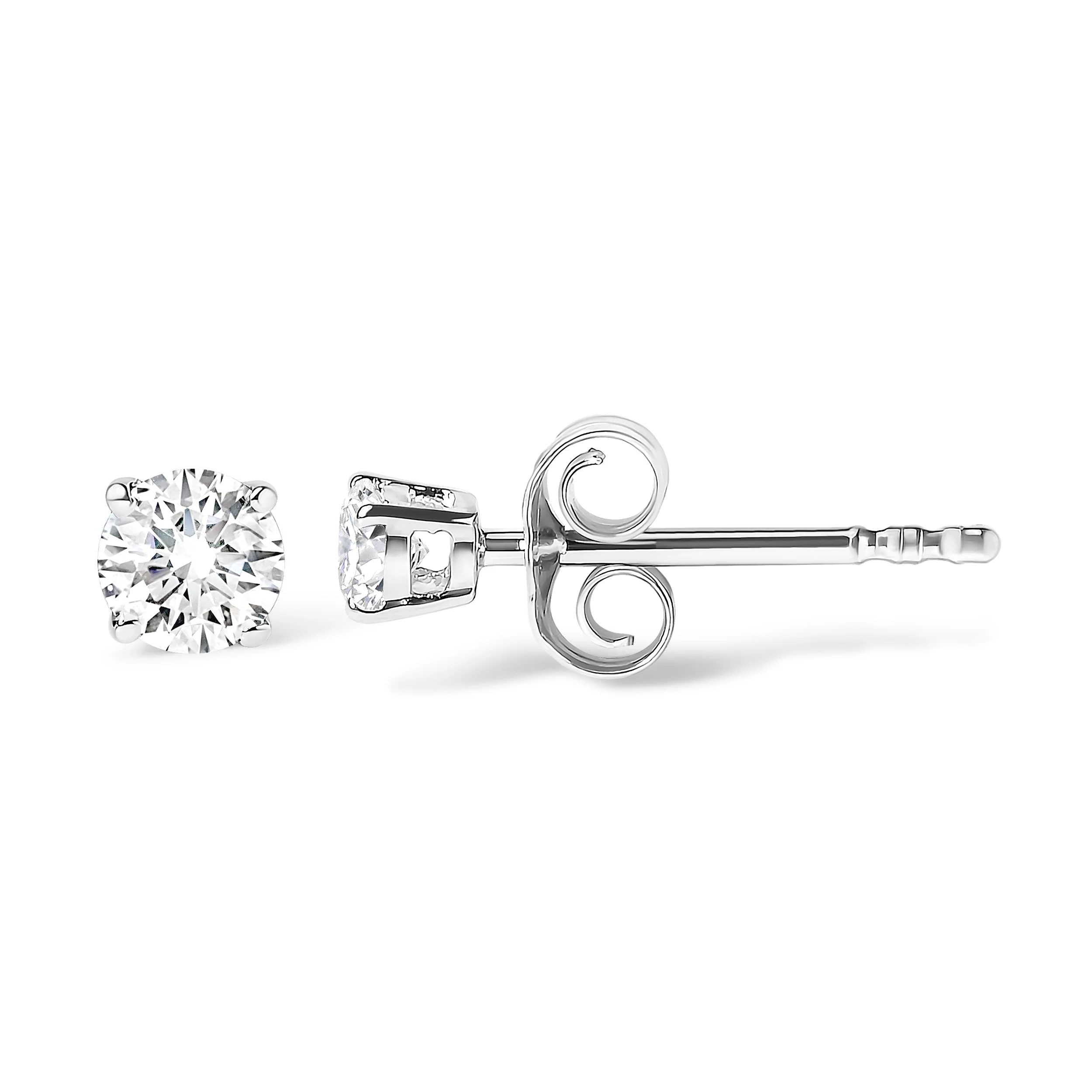 AGS Certified 14K White Gold 1.0 cttw 4-Prong Set Brilliant Round-Cut Solitaire Diamond Push Back Stud Earrings (F-G Color, I1-I2 Clarity) - Image 7