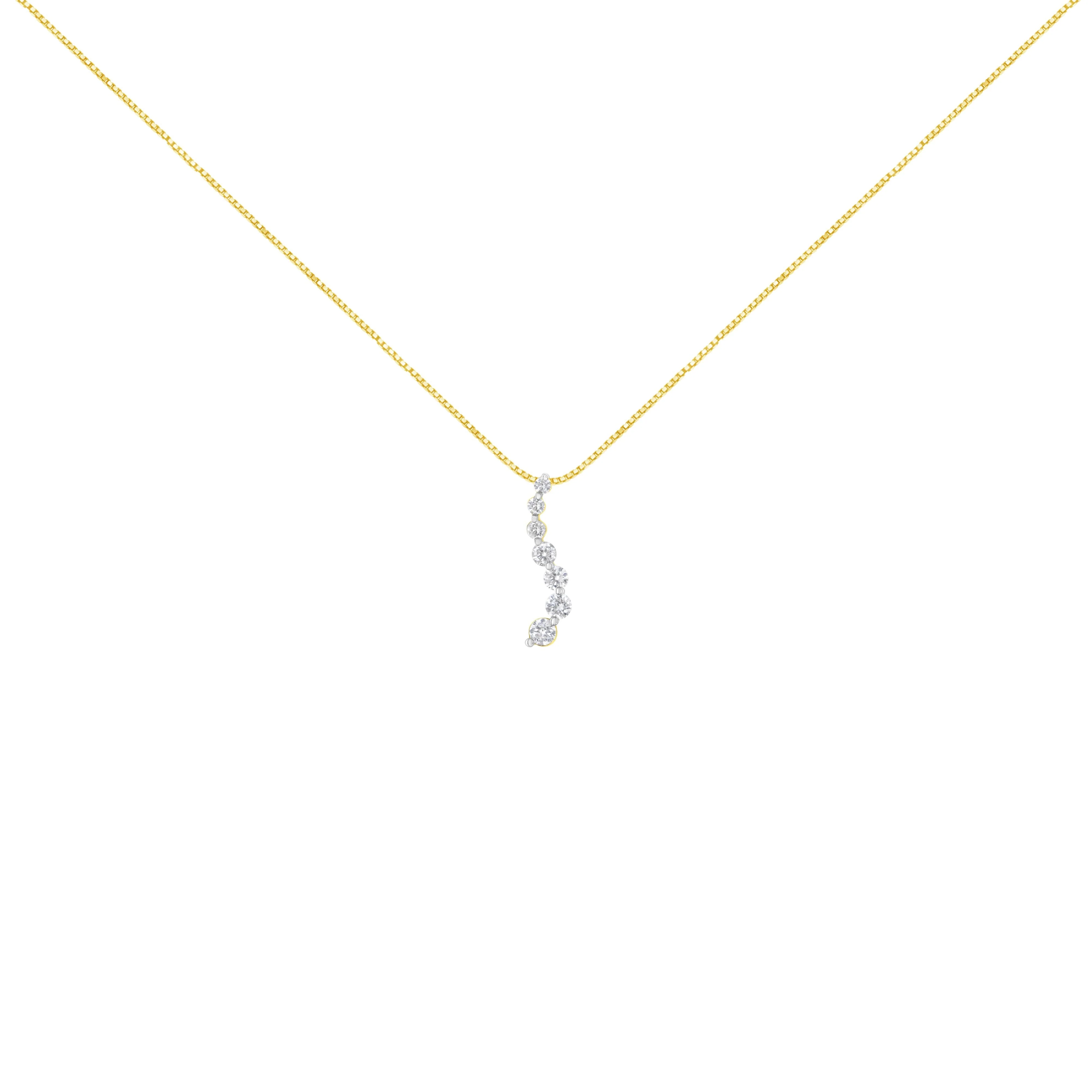 AGS Certified 14K Yellow Gold 2.0 Cttw Baguette and Brilliant Round-Cut Diamond Journey 18" Pendant Necklace (F-G Color, I1-I2 Clarity) - Image 2
