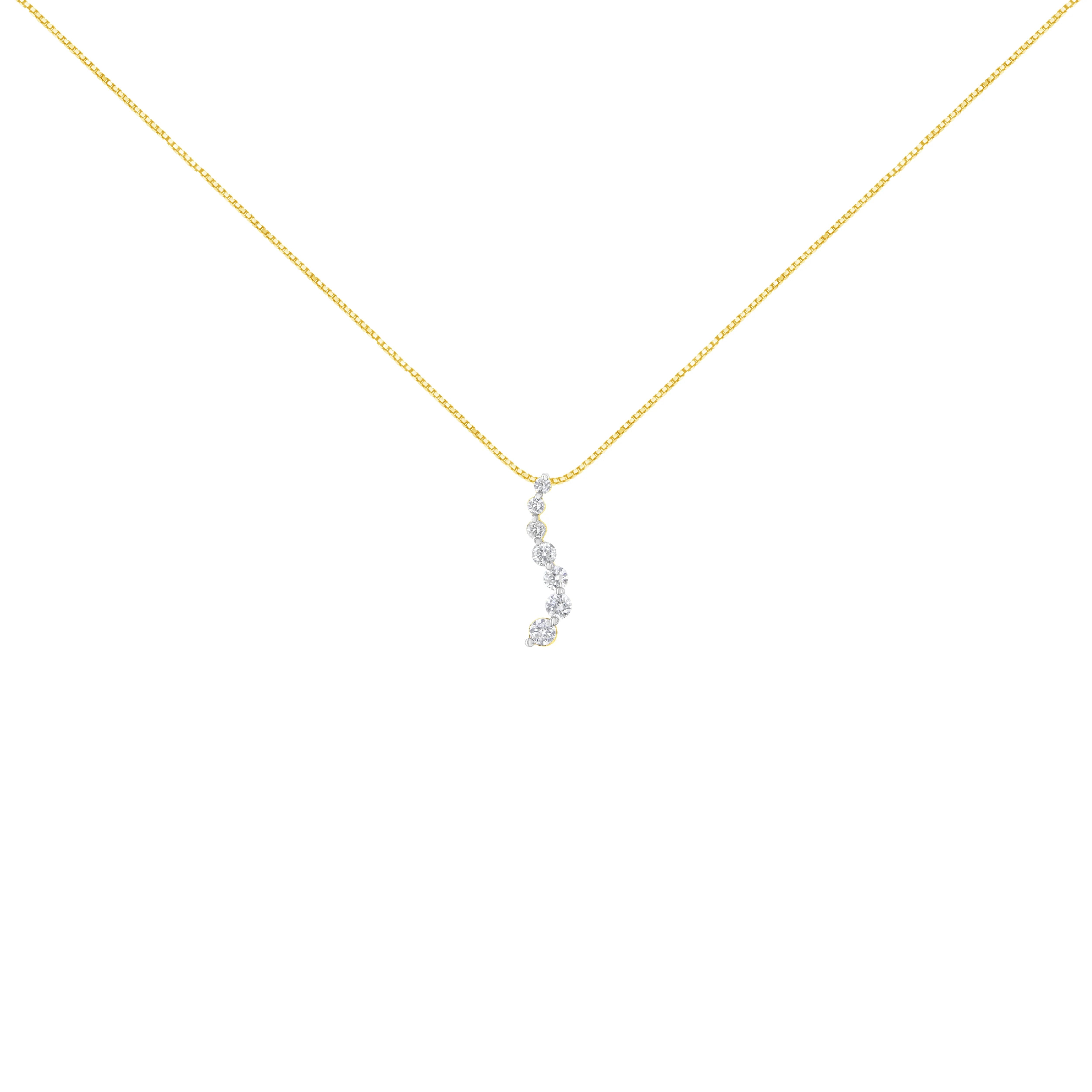 AGS Certified 14K Yellow Gold 2.0 Cttw Baguette and Brilliant Round-Cut Diamond Journey 18" Pendant Necklace (F-G Color, I1-I2 Clarity) - Image 7