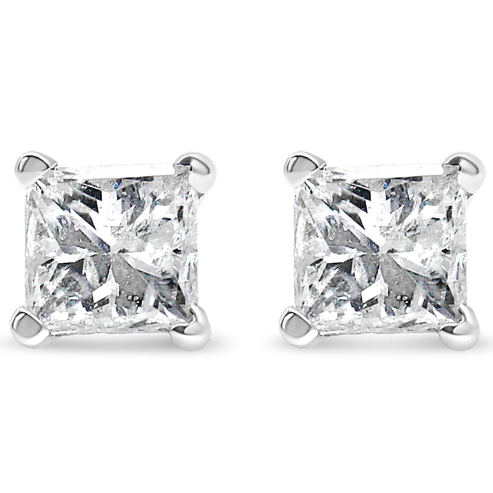 AGS Certified 2/5 Cttw Princess Cut Diamond 14K White Gold 4-Prong Solitaire Square Stud Earrings (L-M Color, I1-I2 Clarity) - Image 6