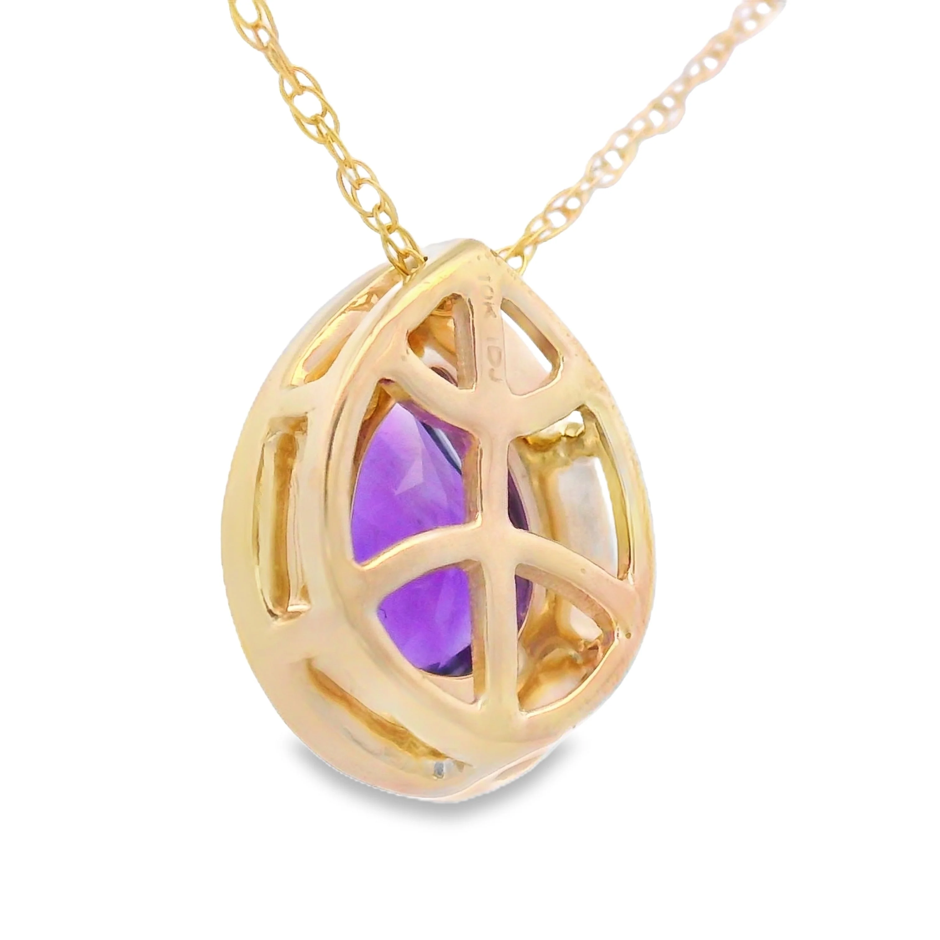 Amethyst Diamond Fashion Pendants 10KT Yellow Gold - Image 2