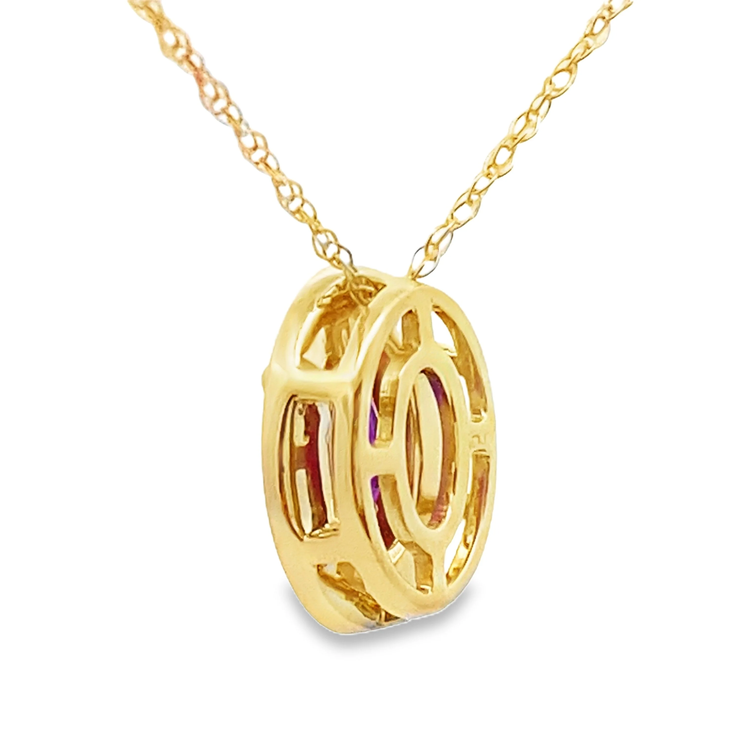 Amethyst Diamond Fashion Pendants 10KT Yellow Gold - Image 2