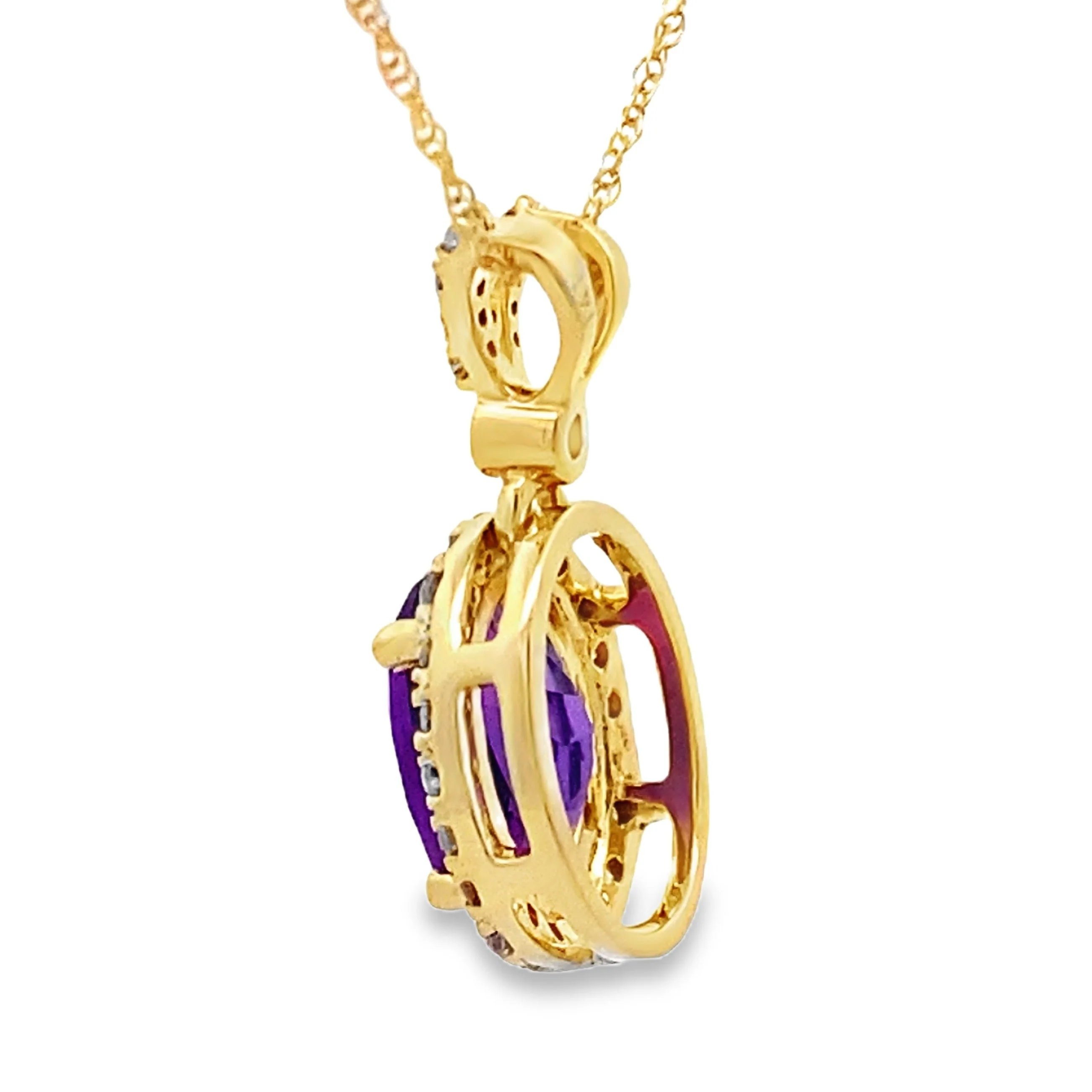 Amethyst Diamond Fashion Pendants 14KT Yellow Gold - Image 2