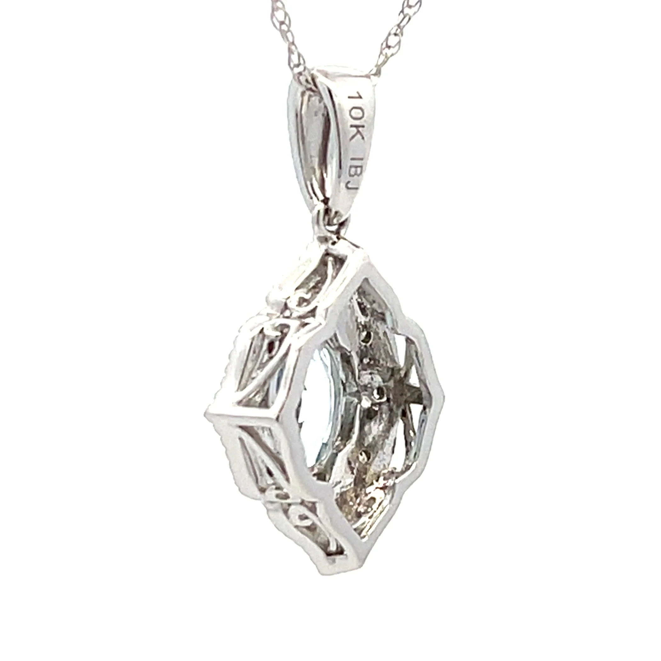 Aquamarine Diamond Fashion Pendants 10KT White Gold - Image 2