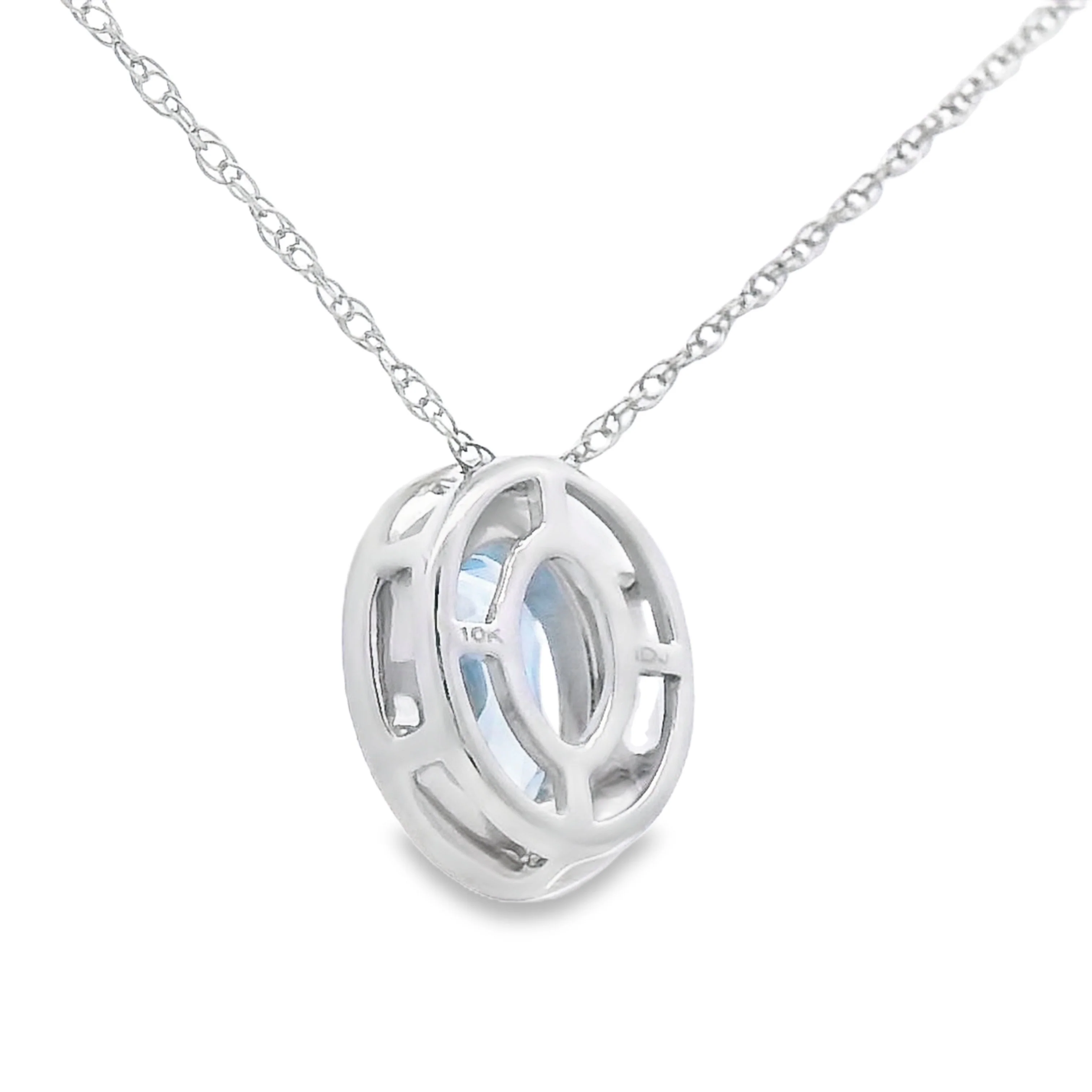 Aquamarine Diamond Fashion Pendants 10KT White Gold - Image 2