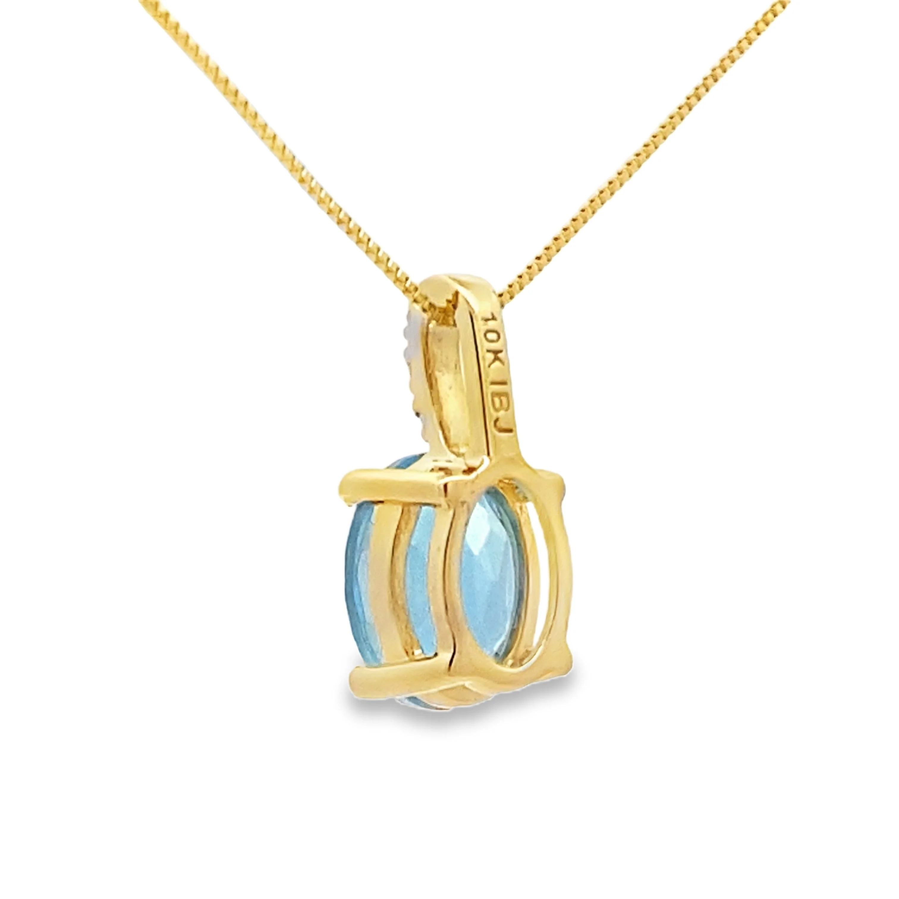 Blue Topaz Diamond Fashion Pendants 10KT Yellow Gold - Image 2