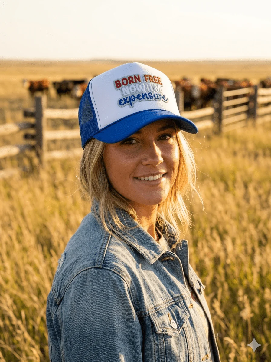 Born Free Now I'm Expensive Patch Trucker Hat - Image 2