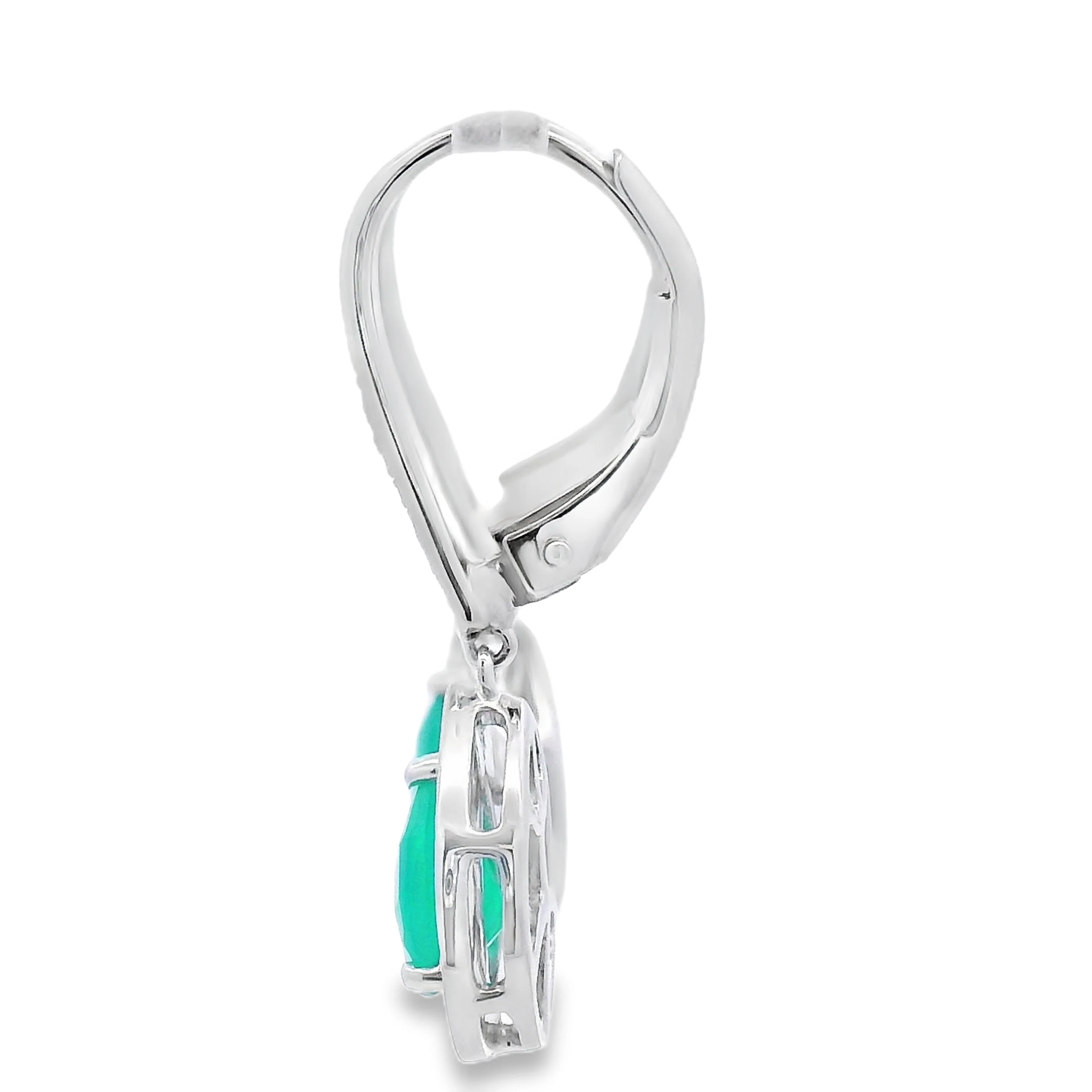 Chalcedony Diamond Dangle Earrings 10KT White Gold - Image 2