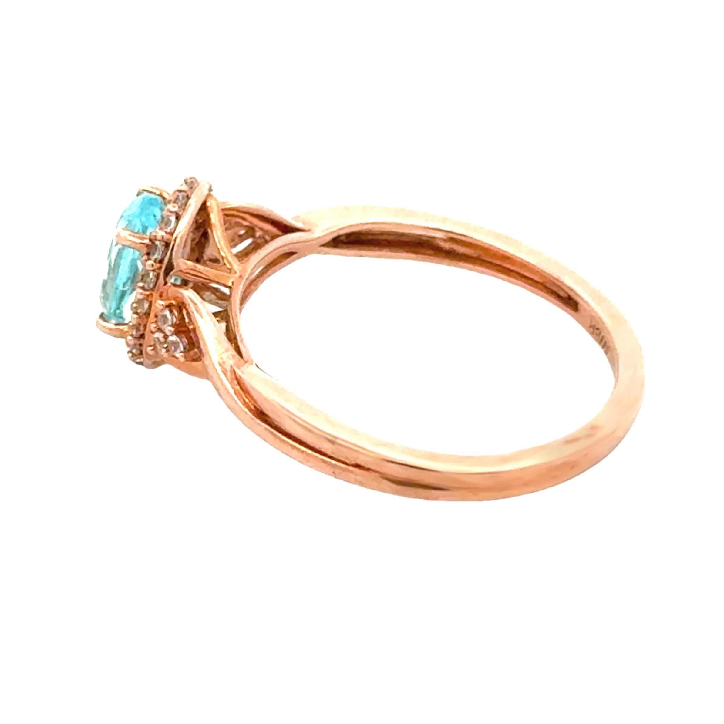 Created Aquamarine Created Sapphire Ring 10KT Rose Gold - Image 2