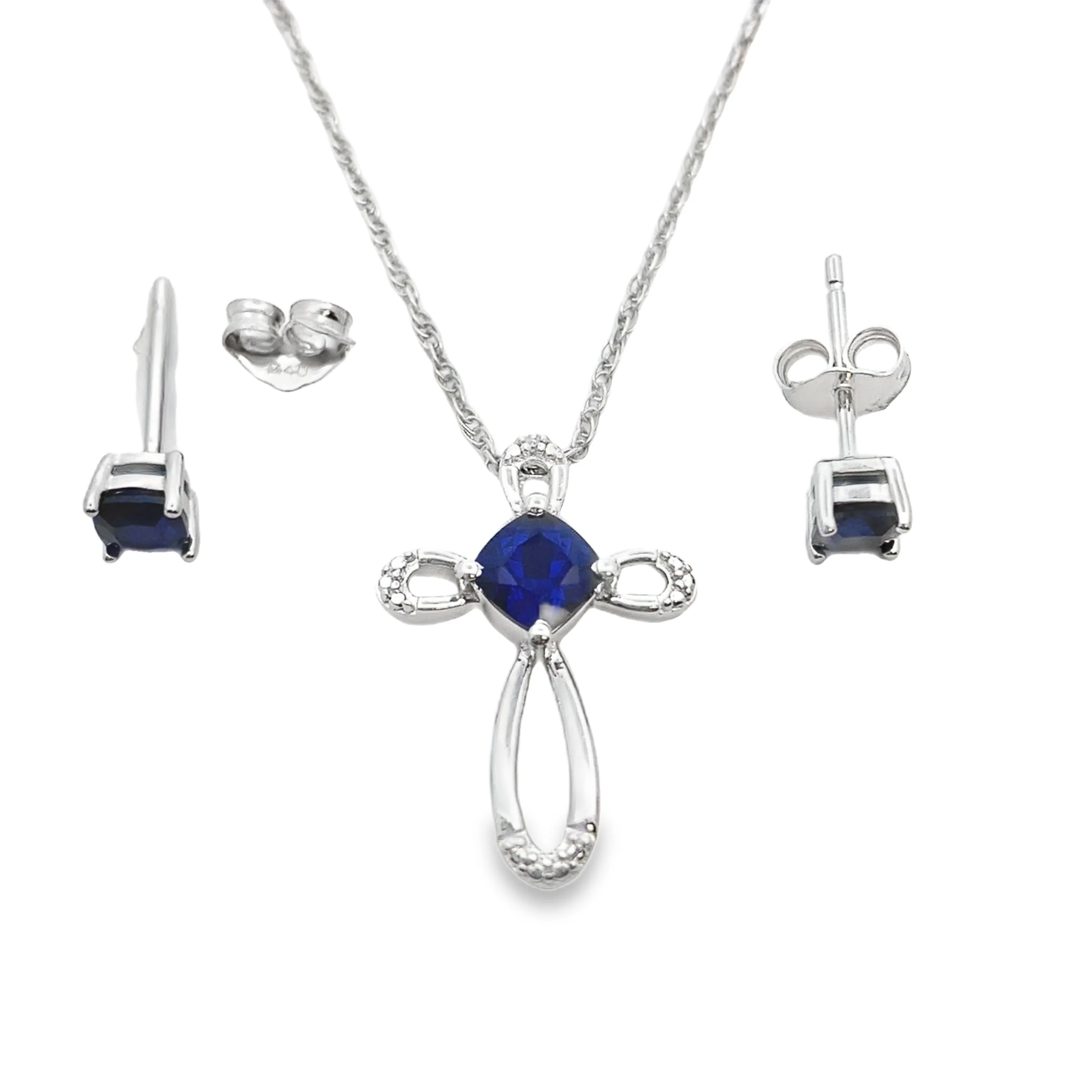 Created Sapphire Jewelry sets Sterling Silver - Image 2