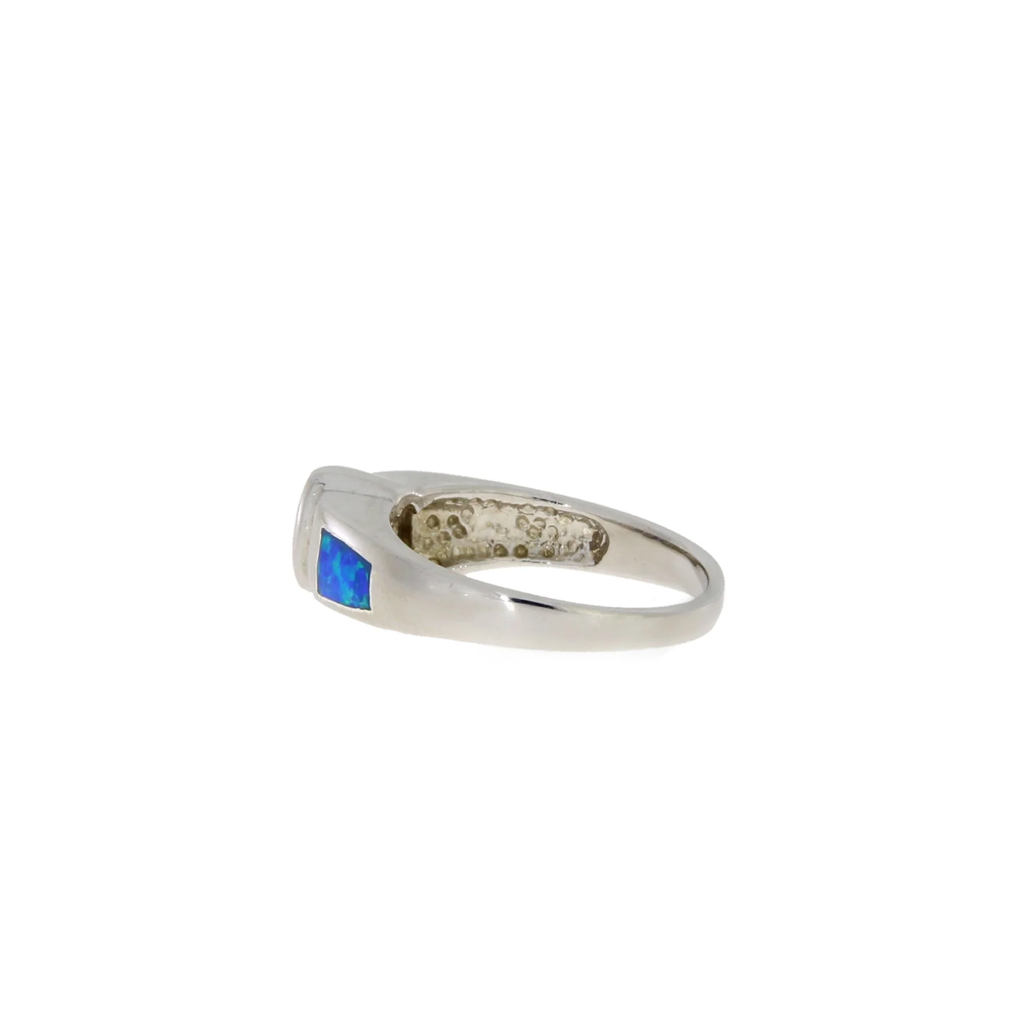 Cubic Zirconia Created Opal Ring Sterling Silver - Image 5