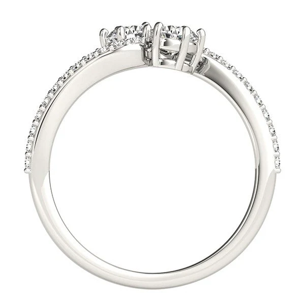 Curved Band Two Stone Diamond Ring in 14k White Gold (3/4 cttw) - Image 5