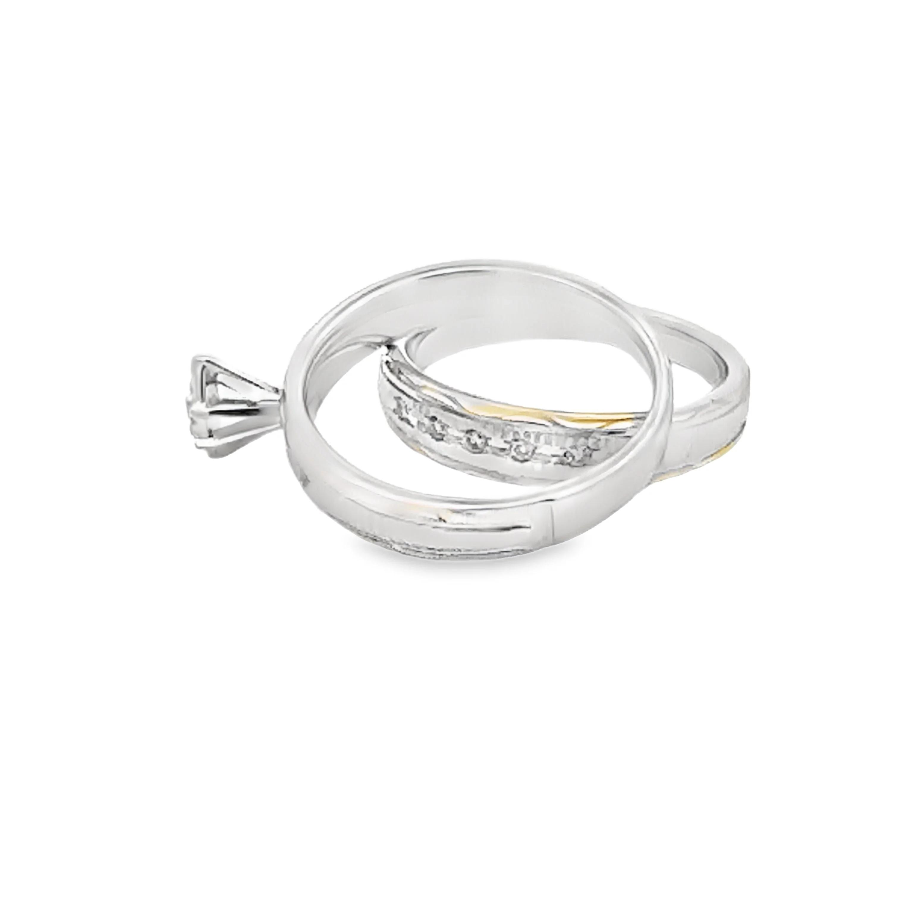 Diamond Engagement Ring Set Sterling Silver 14KT Gold - Image 6