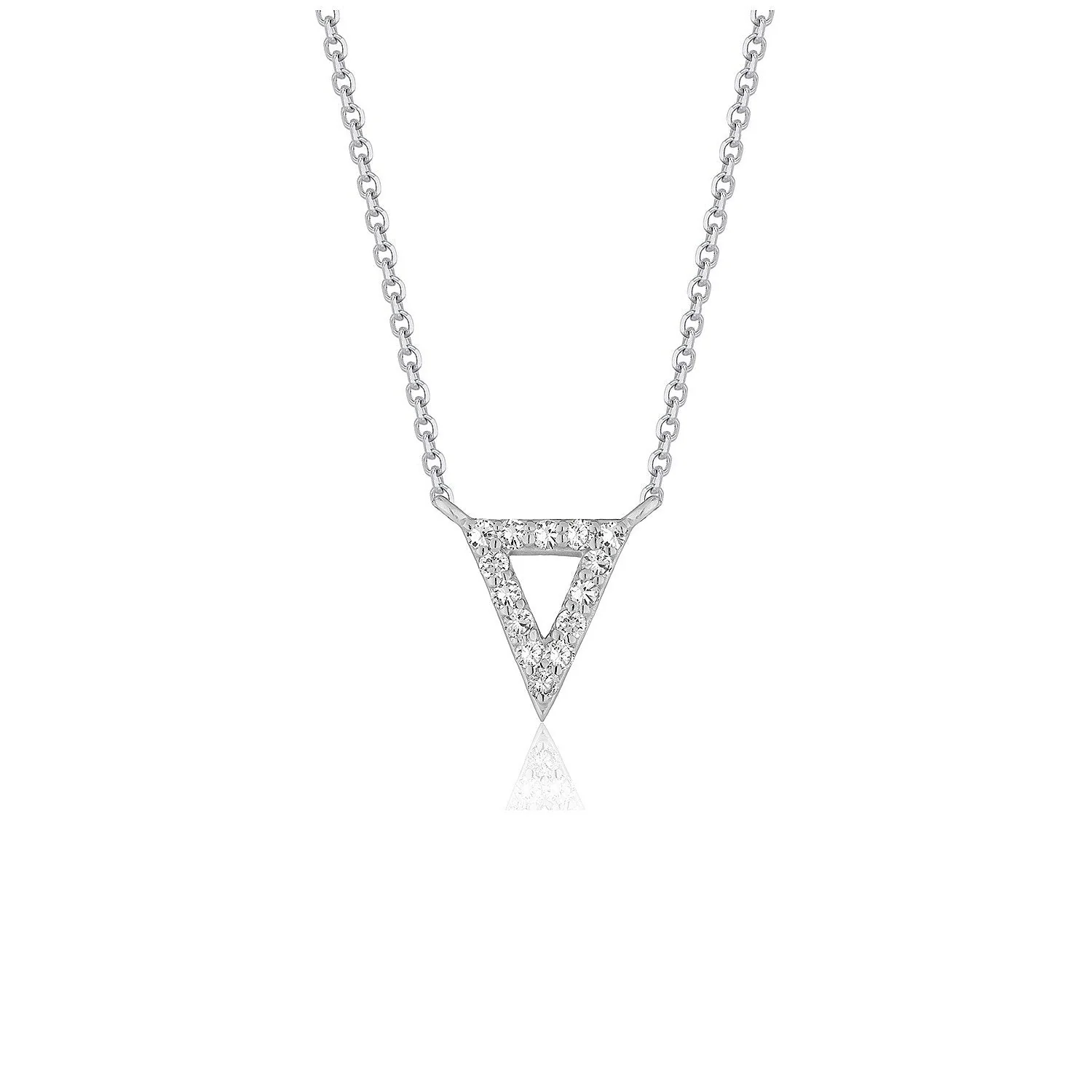 Diamond Inverted Triangle Pendant in 14k White Gold - Image 5
