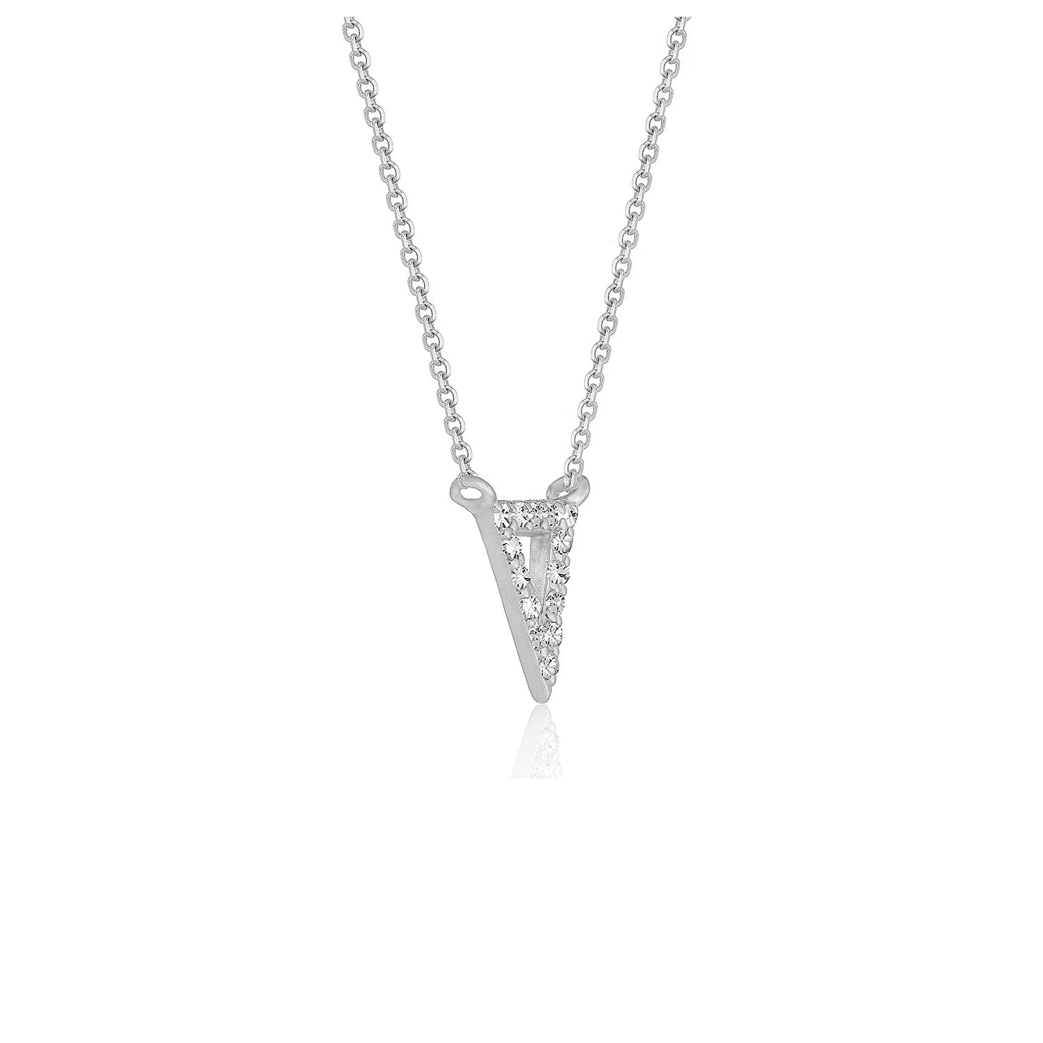 Diamond Inverted Triangle Pendant in 14k White Gold - Image 7