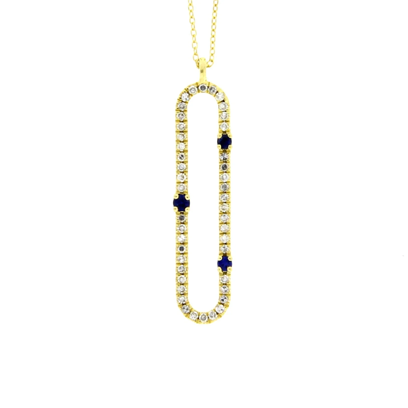 Diamond Sapphire Fashion Pendants 14KT Yellow Gold