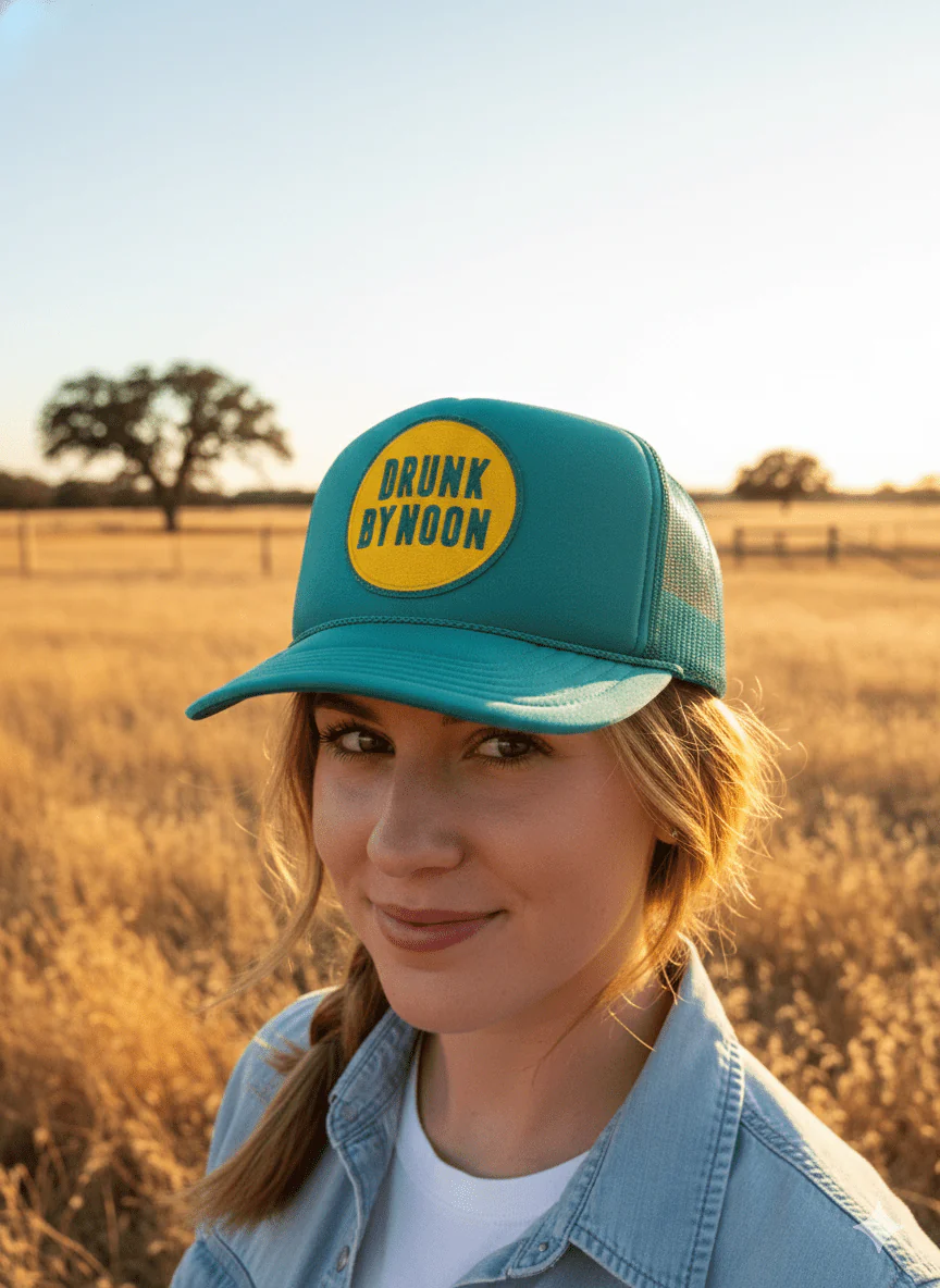 Drunk By Noon Patch Trucker Hat - Image 2