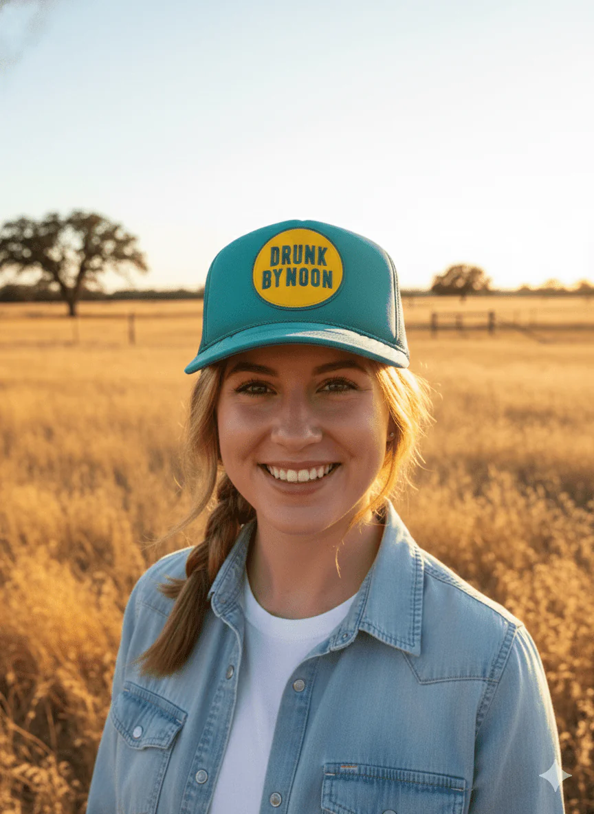 Drunk By Noon Patch Trucker Hat - Image 3