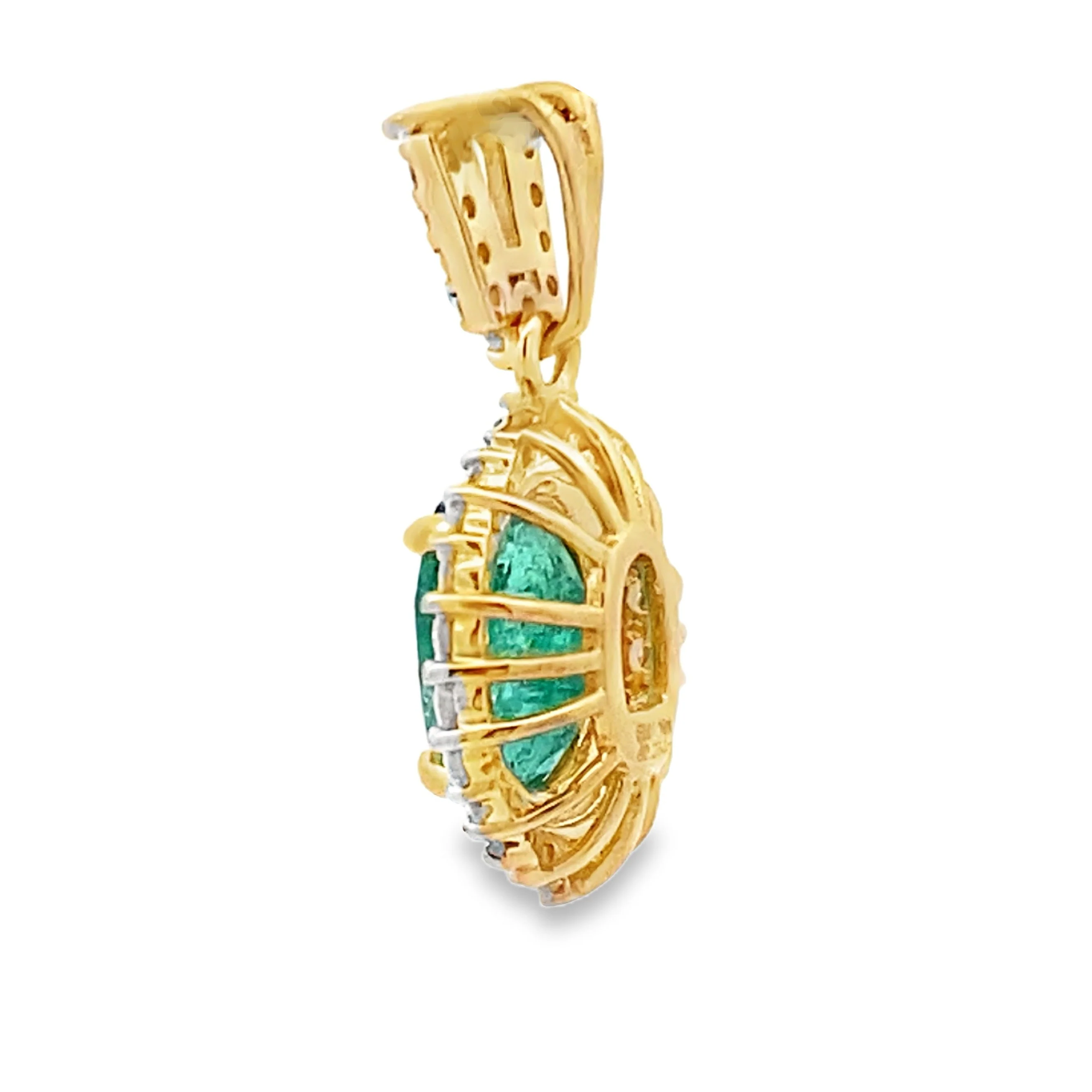 Emerald Diamond Fashion Pendants 14KT Yellow Gold - Image 2