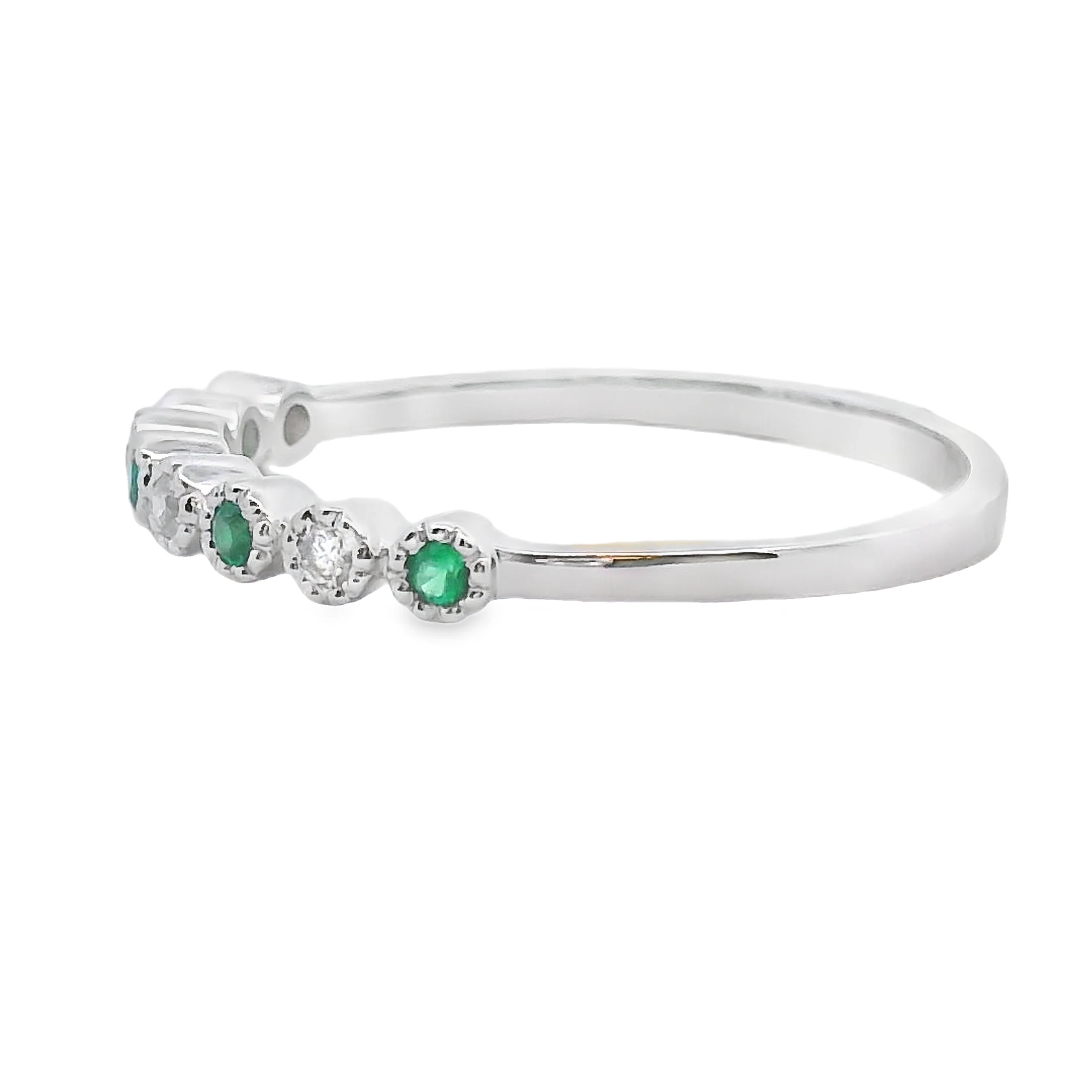 Emerald Diamond stackable band set 14KT White Gold - Image 2