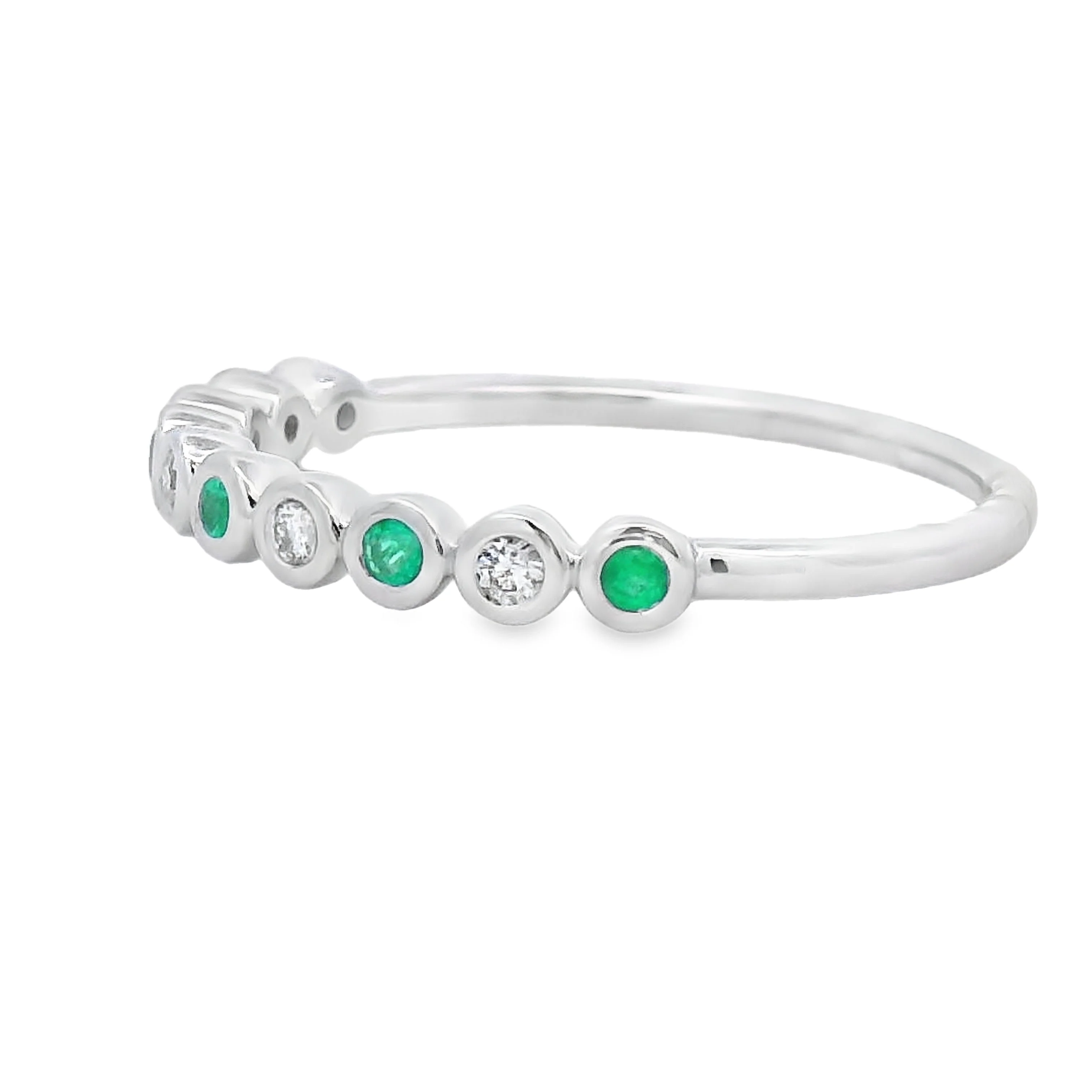 Emerald Diamond stackable band set 14KT White Gold - Image 2