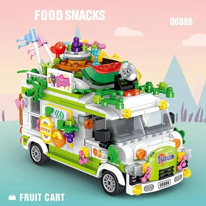 Fruit Cart Food Truck Building Block toys Minifigures Food Trucks Fun for All over 500 Pieces - Image 6