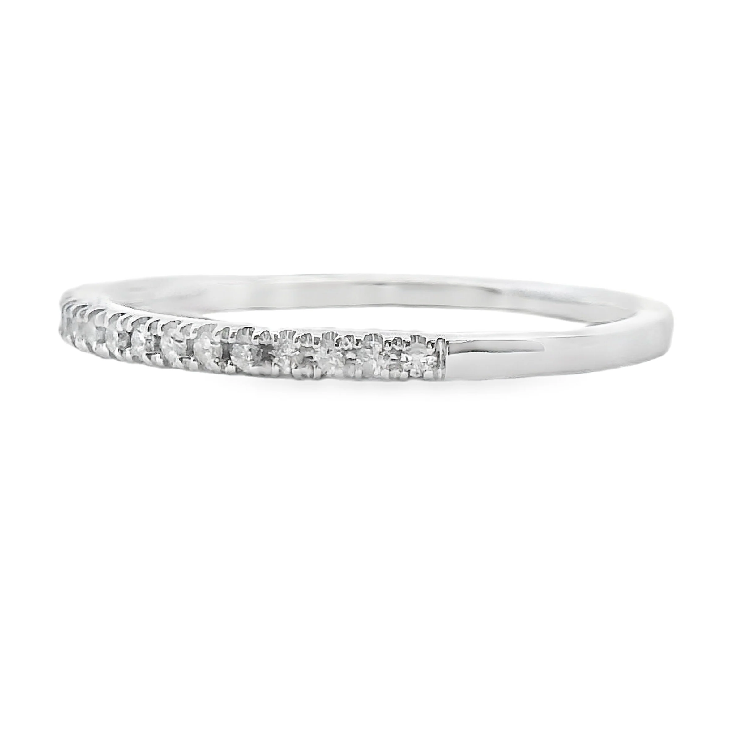 Genuine .13ct Diamond Wedding Band Ring 10KT White Gold - Image 2