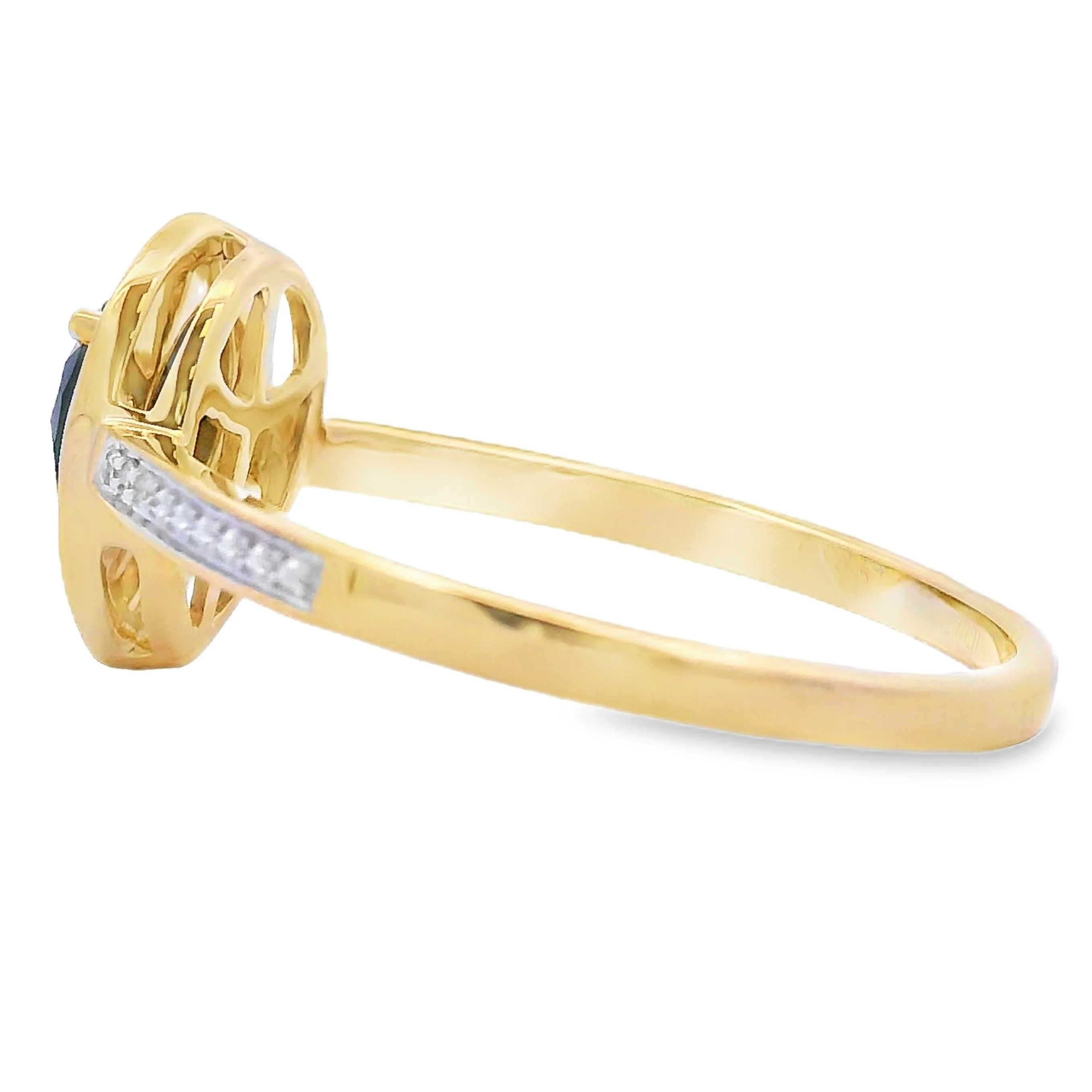 Genuine .52ct Onyx Diamond Ring 10KT Yellow Gold - Image 2