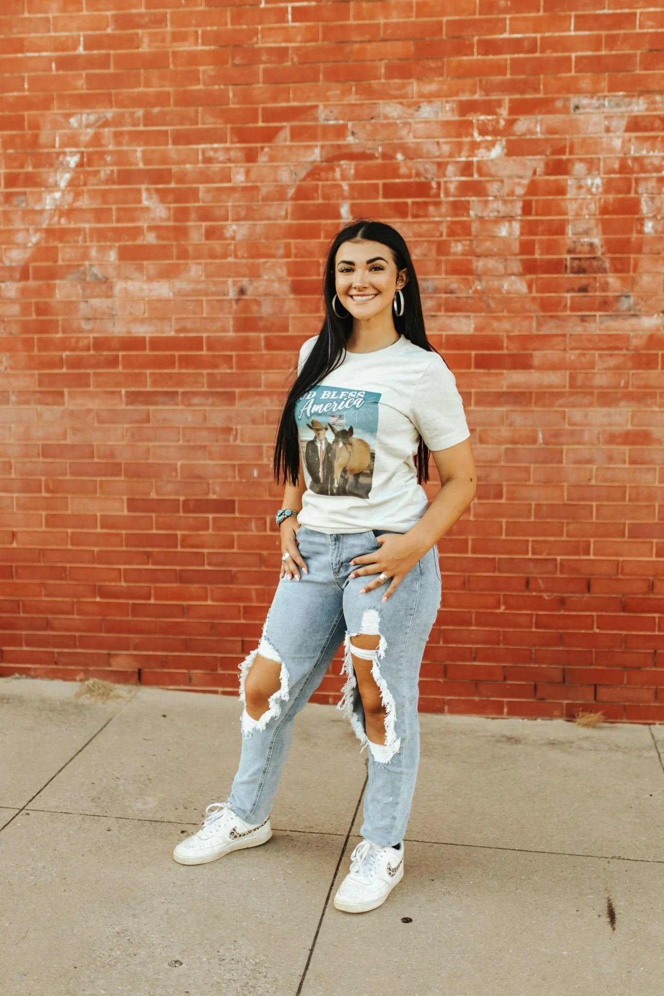 God Bless America Cowboy Trump Graphic Tee - Image 2