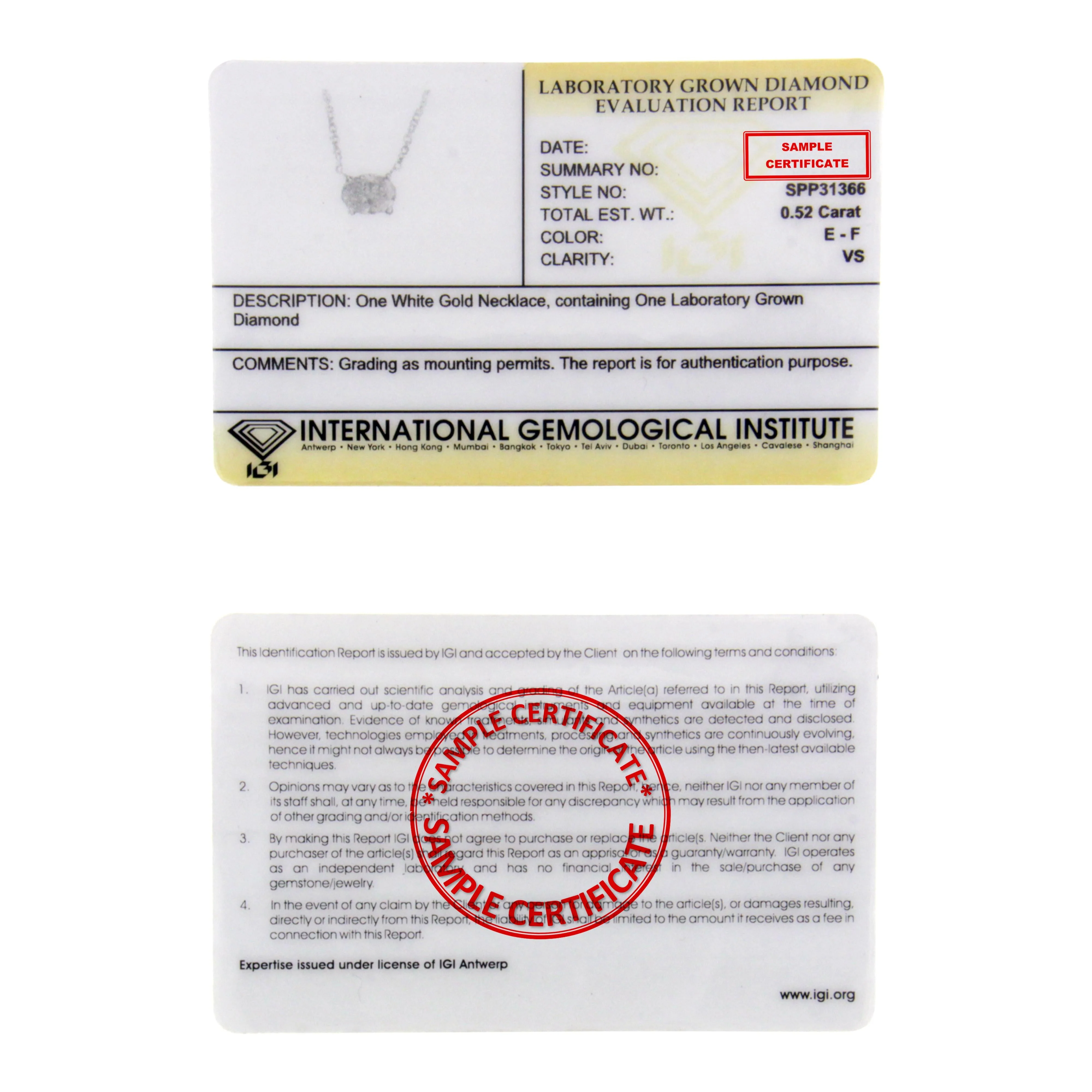 IGI Certified 14k White Gold 1/2 cttw Lab Grown Oval Shape Solitaire Diamond East West 18" Pendant Necklace (E-F Color, VS1-VS2 Clarity) - Image 5