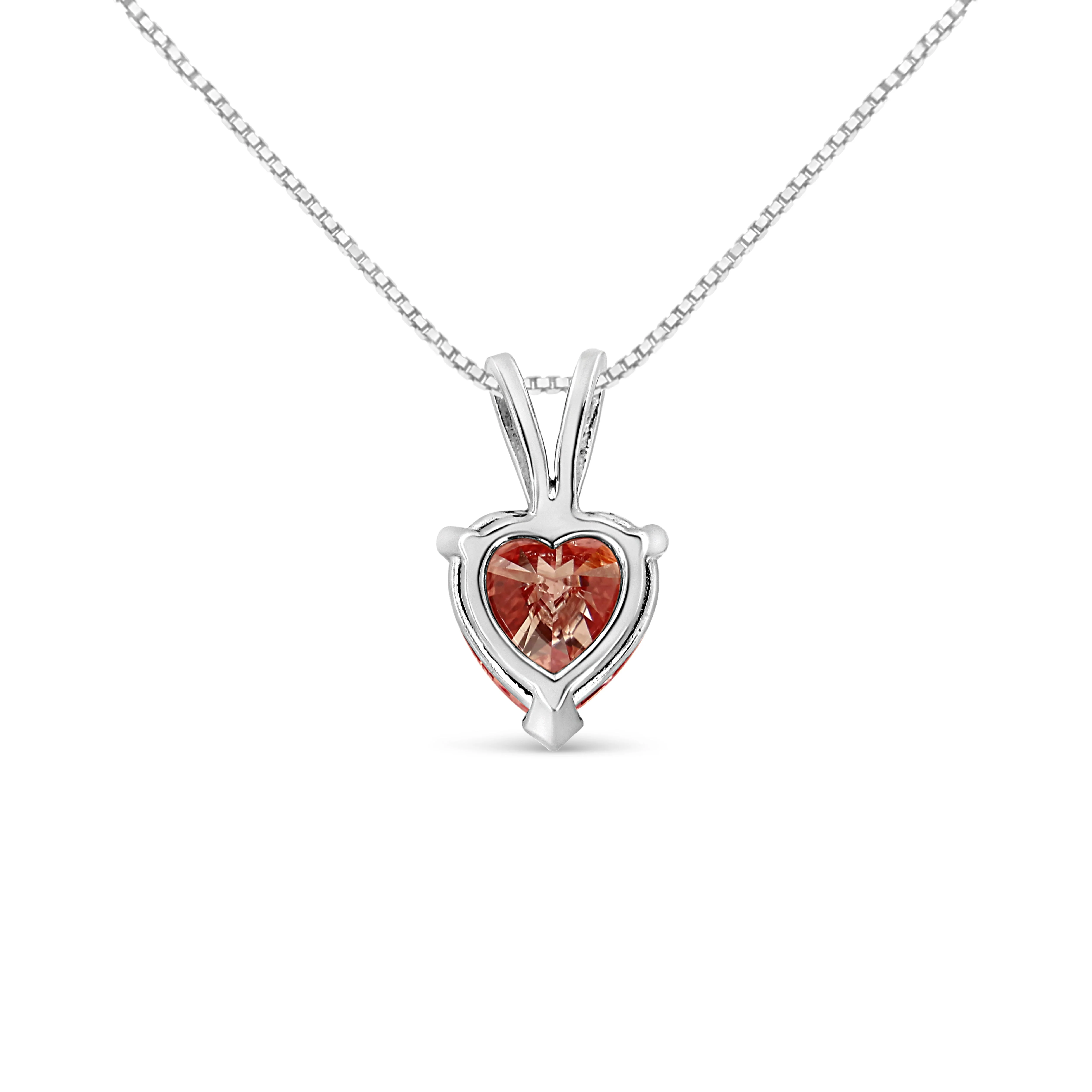IGI Certified 14K White Gold Martini Set 1.00 Cttw Lab Grown Pink Heart Diamond Solitaire 18" Pendant Necklace (Pink Color, SI2 Clarity) - Image 6