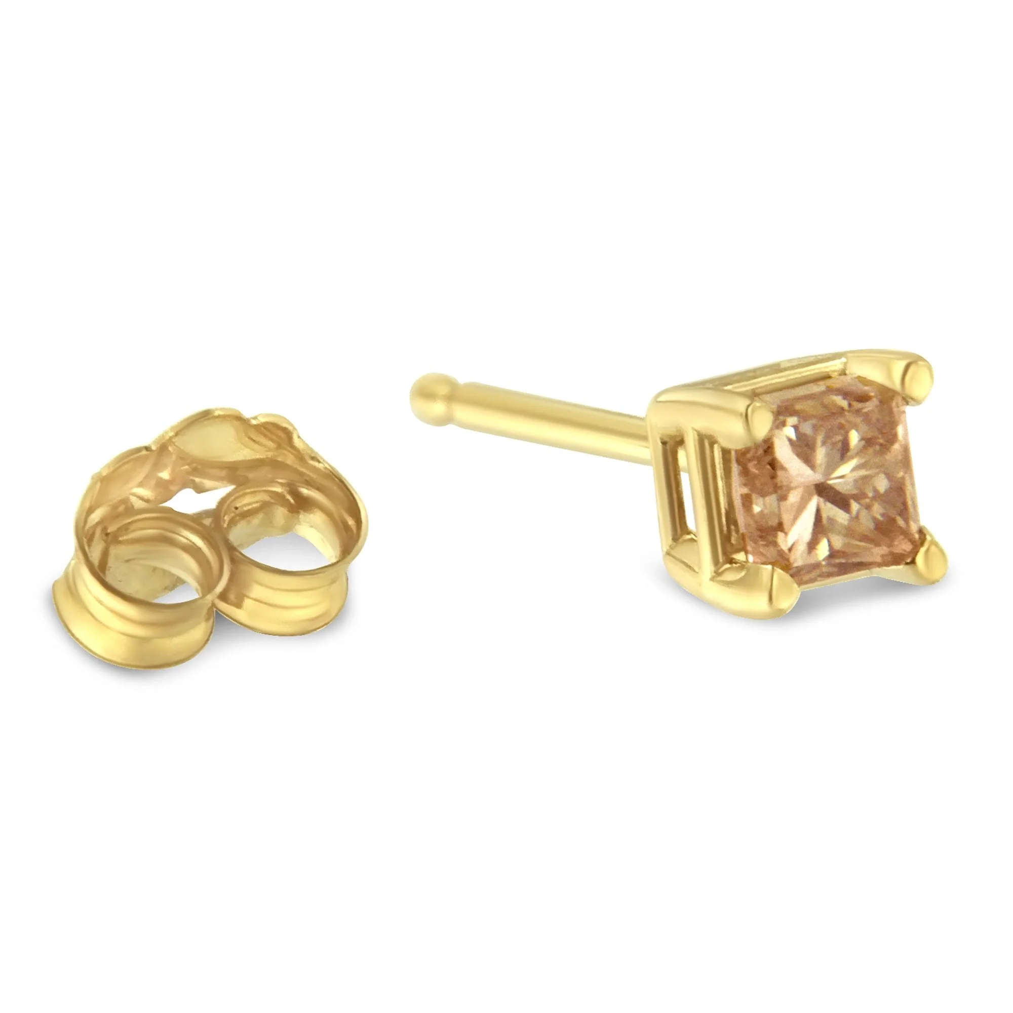 IGI Certified 3/8 Cttw Princess-Cut Square Diamond 4-Prong Solitaire Stud Earrings in 14K Yellow Gold (K-L Color, I1-I2 Clarity) - Image 9