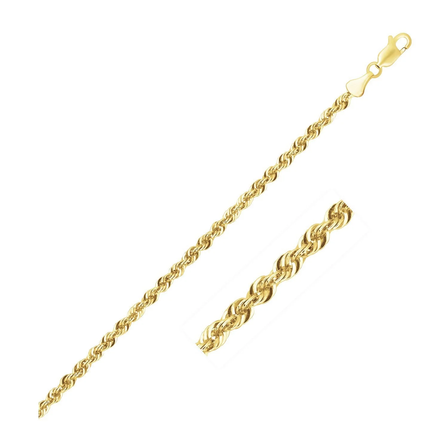 Lite Rope Chain Bracelet in 10k Yellow Gold (2.50 mm) - Image 2