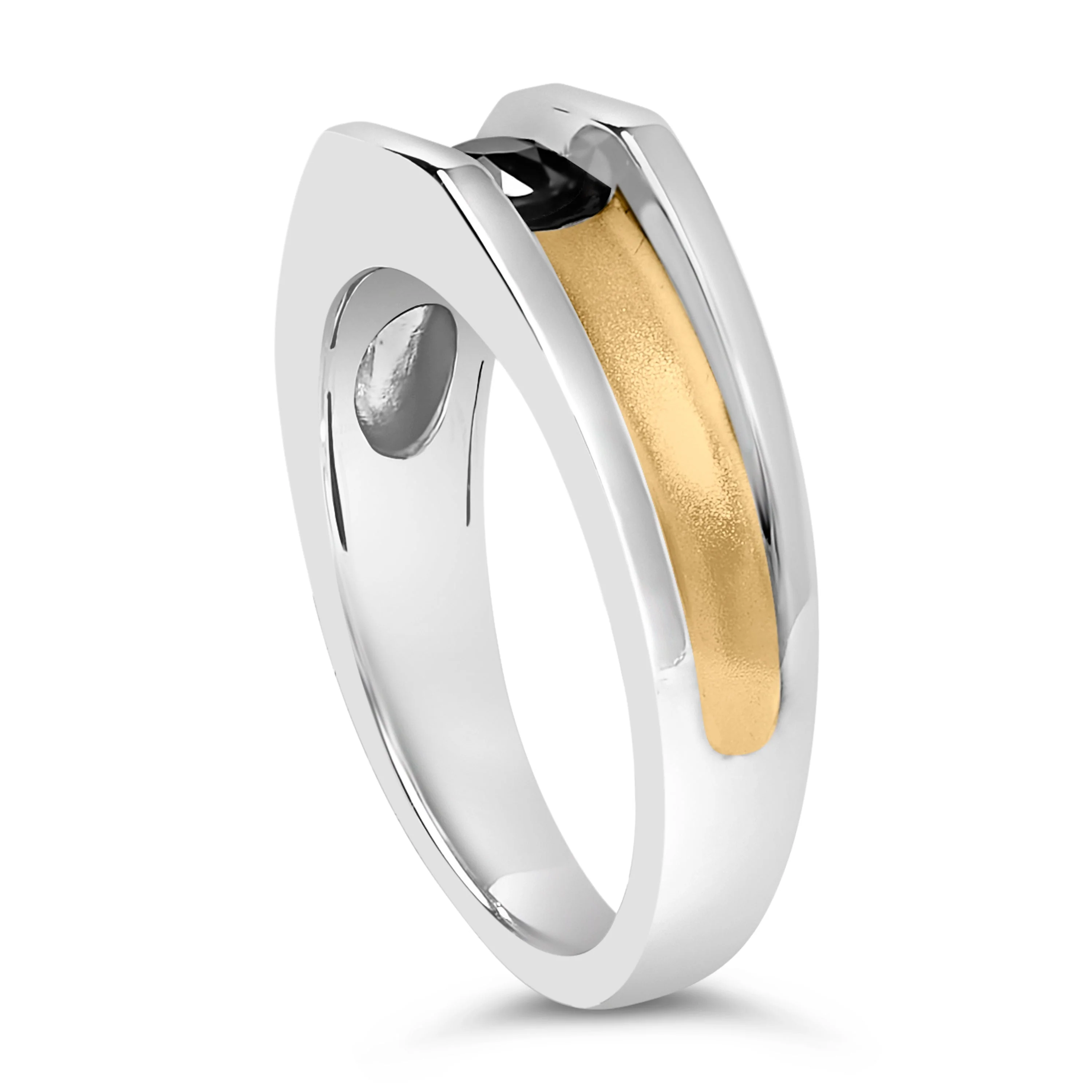 Men's 14K Yellow Gold Plated Sterling Silver 1/2 Cttw Black Diamond Band Ring - Image 4