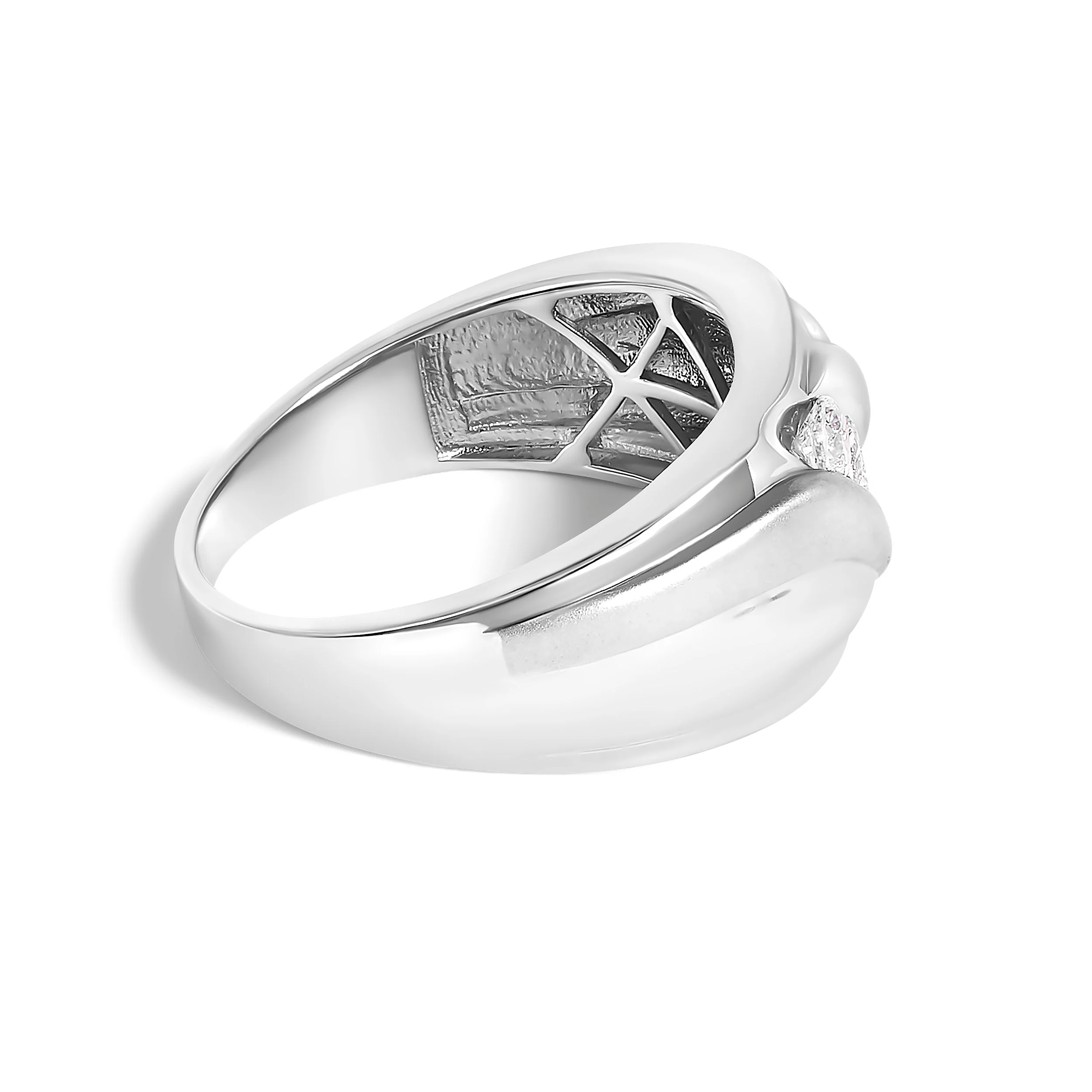 Men's .925 Sterling Silver 1/2 Cttw Diamond Channel Set 3-Stone Band Ring - Ring Size 10 - Image 2