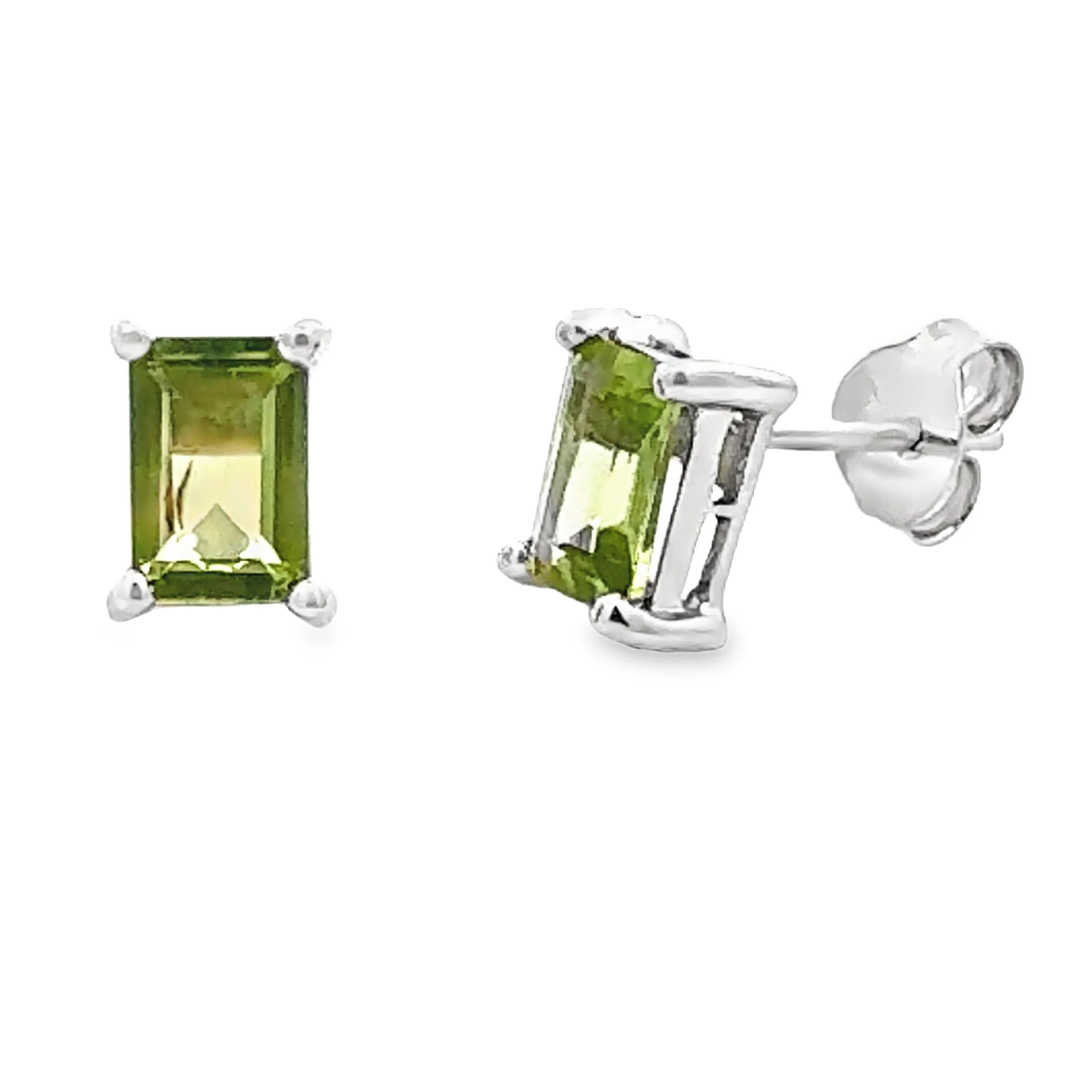 Natural 1.05ct Peridot Stud Earrings 10KT White Gold - Image 3