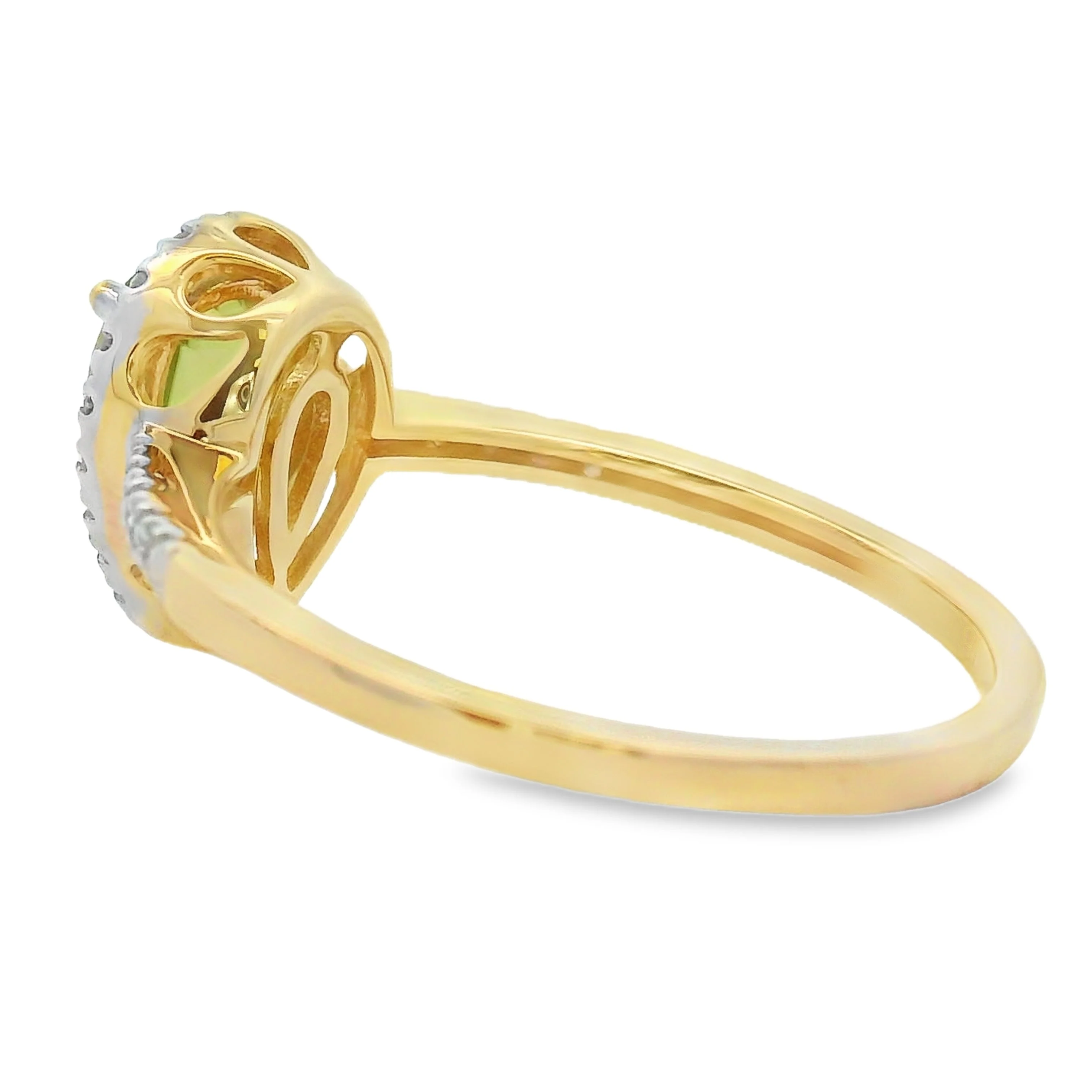 Natural 1.10ct Peridot Diamond Ring 14KT Yellow Gold - Image 2