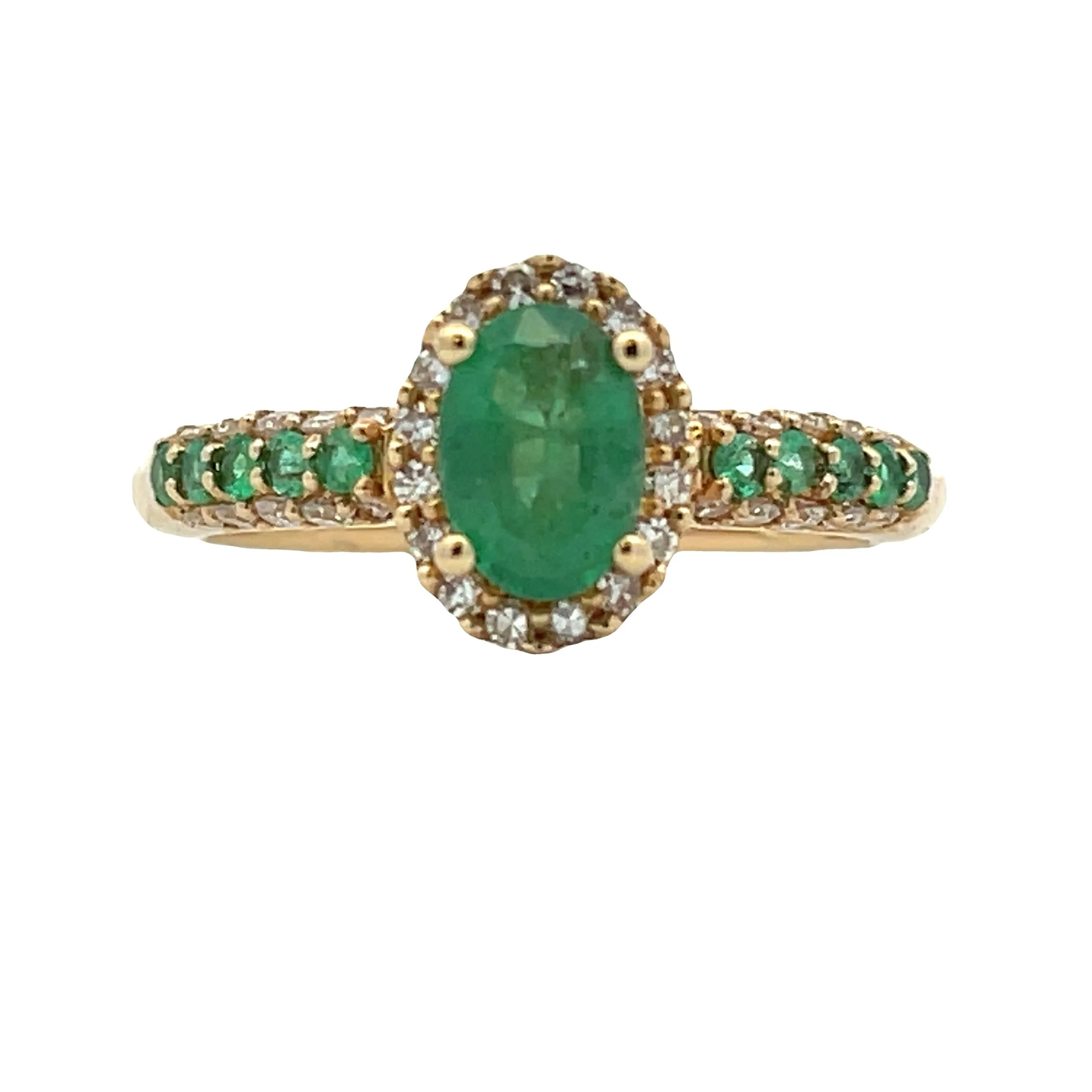 Natural 1.32ct Emerald Diamond Ring 14KT Yellow Gold - Image 3
