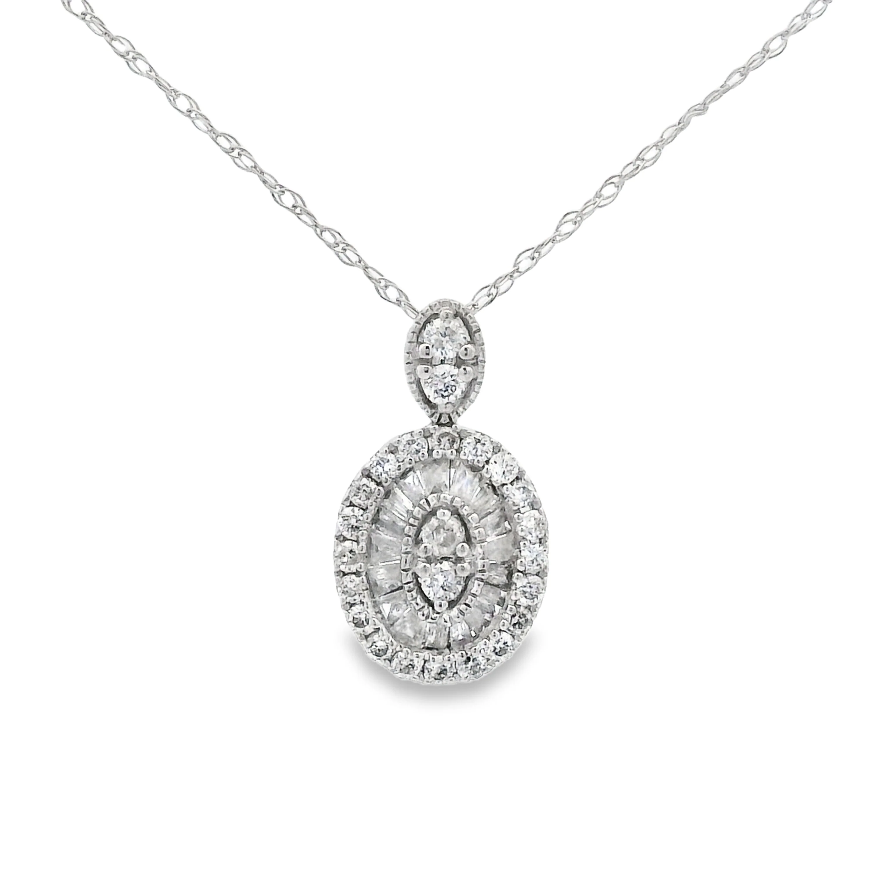 Natural .35ct Diamond Fashion Pendants 14KT White Gold - Image 2
