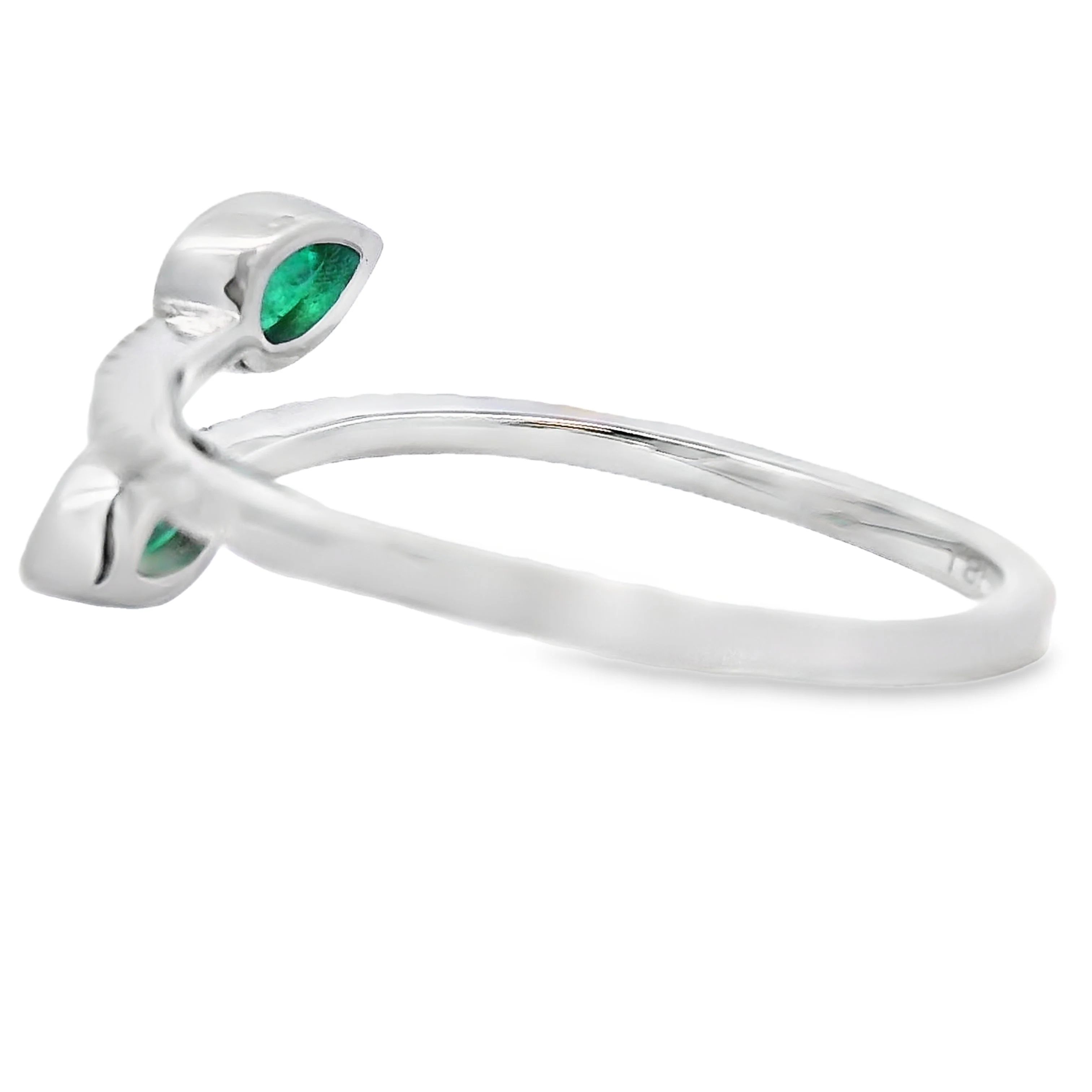 Natural .48ct Emerald Diamond Ring 14KT White Gold - Image 2