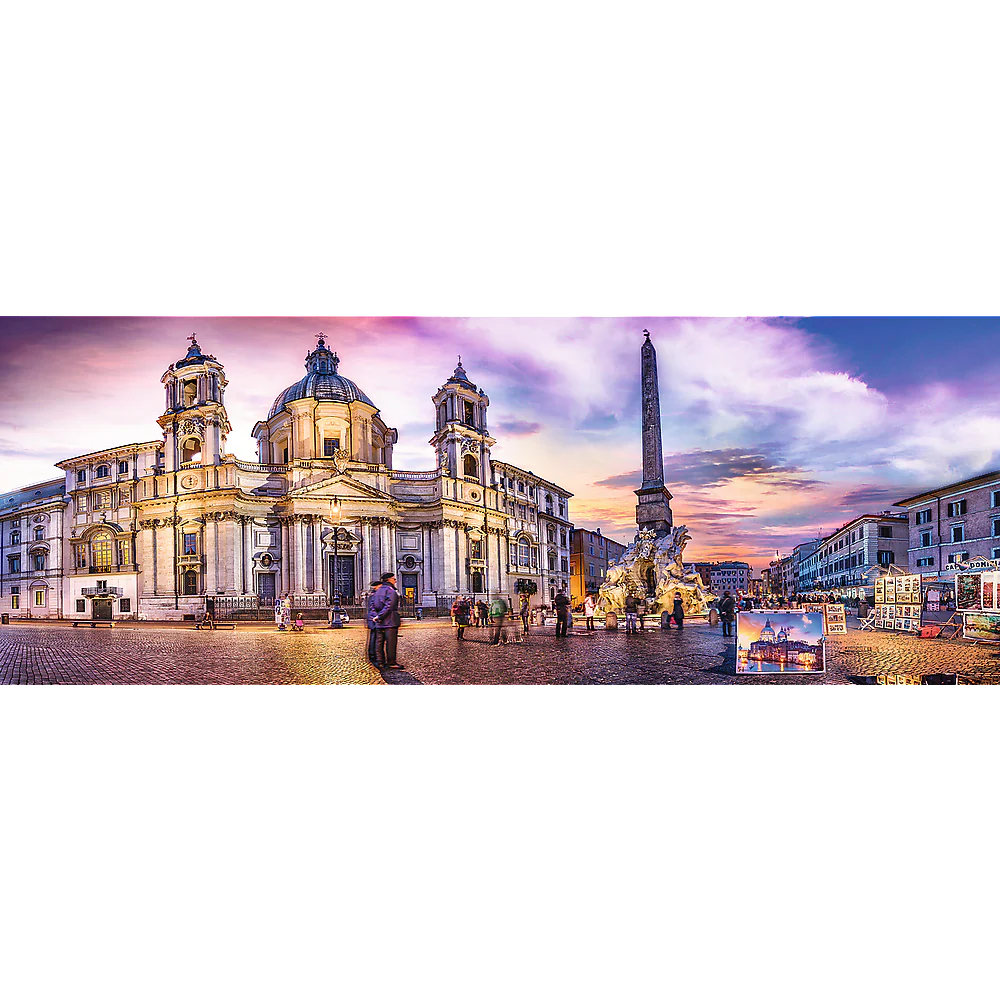 Panorama 500 Piece Jigsaw Puzzle, Piazza Navona, Rome, Italy, Fountain of the Four Rivers, European Cities Puzzle, Adult Puzzles, Trefl 29501 - Image 2