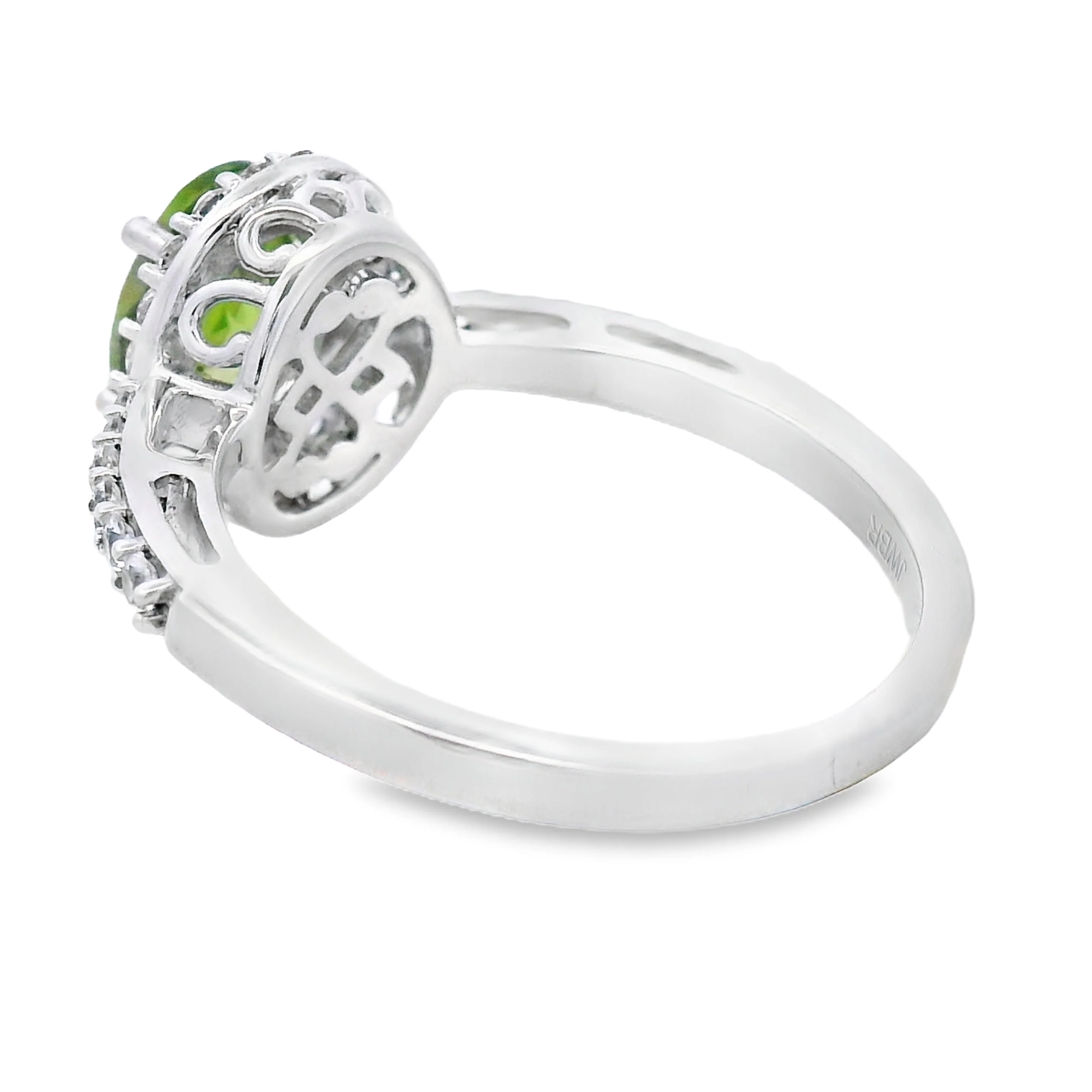 Peridot Created Sapphire Ring Sterling Silver - Image 2