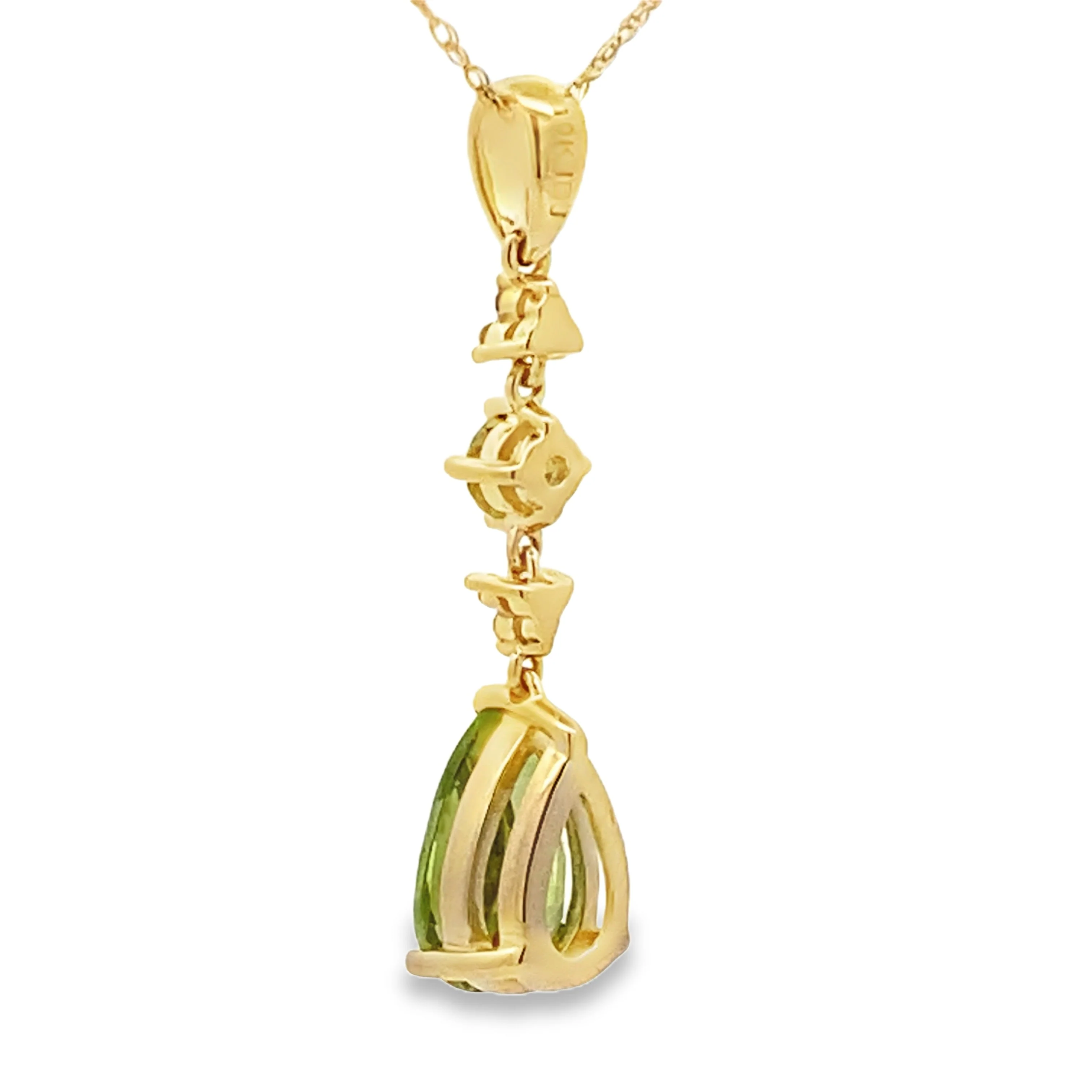 Peridot Diamond Fashion Pendants 10KT Yellow Gold - Image 2