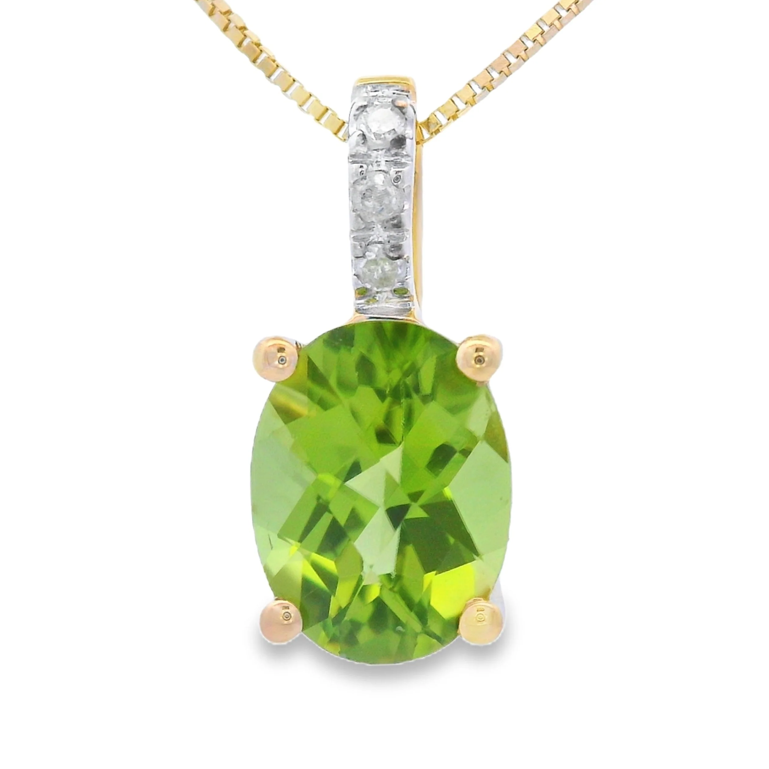 Peridot Diamond Fashion Pendants 10KT Yellow Gold