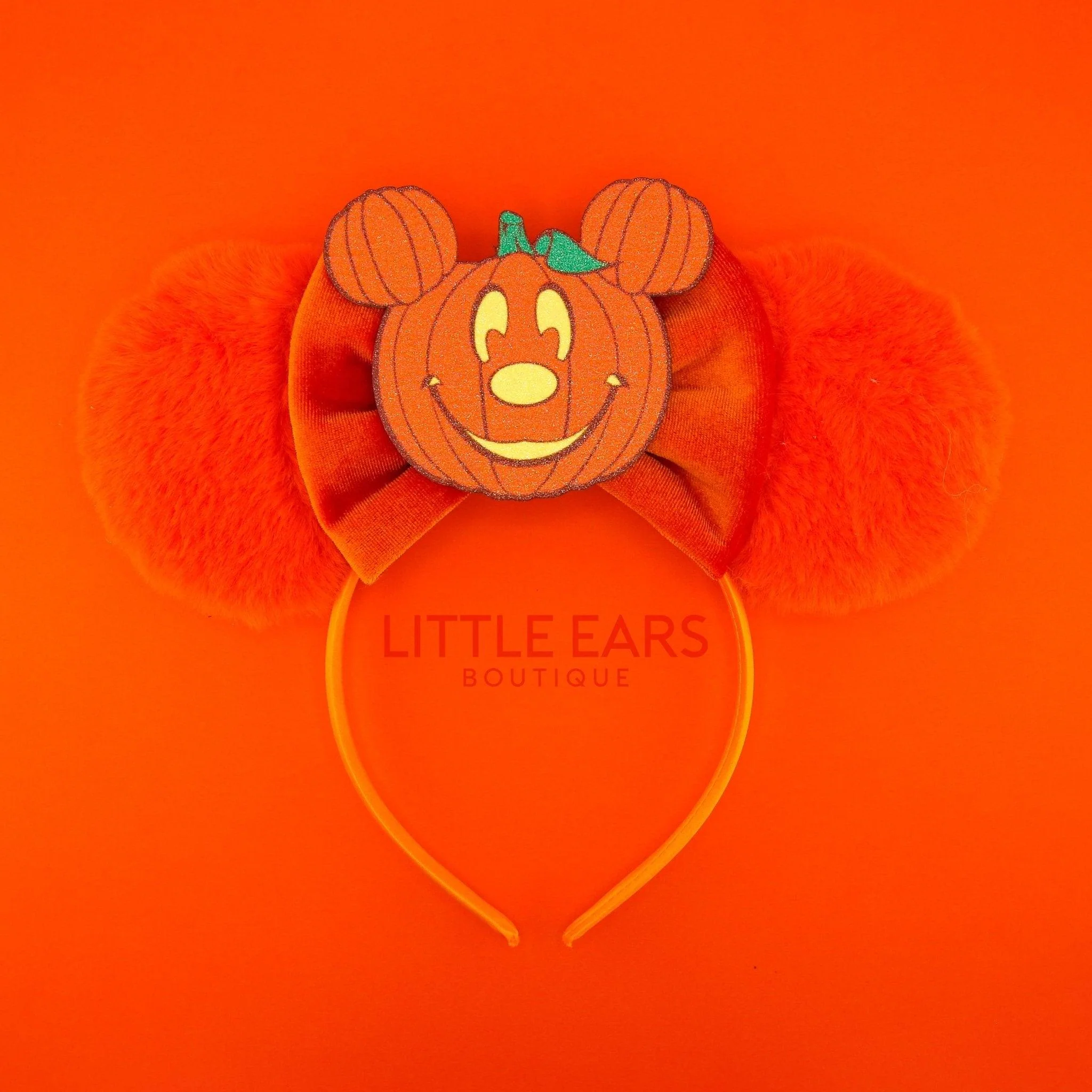 Pink Pumpkin Fur Halloween Ears - Image 2