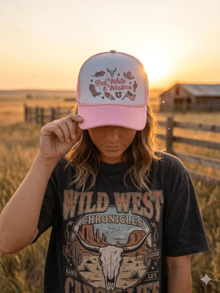 Red, White & Western Trucker Hat - Image 3
